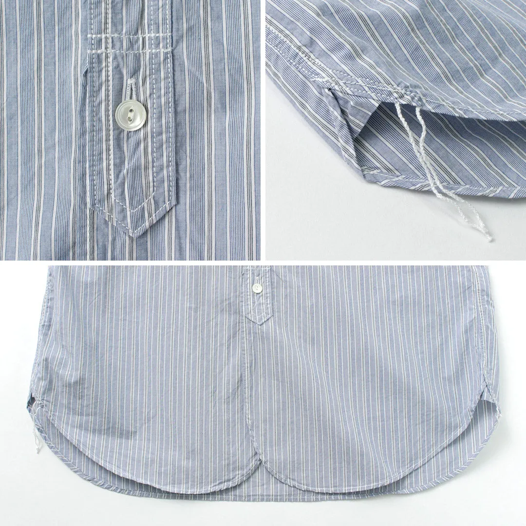 FOB FACTORY / F3488 striped band collar shirt