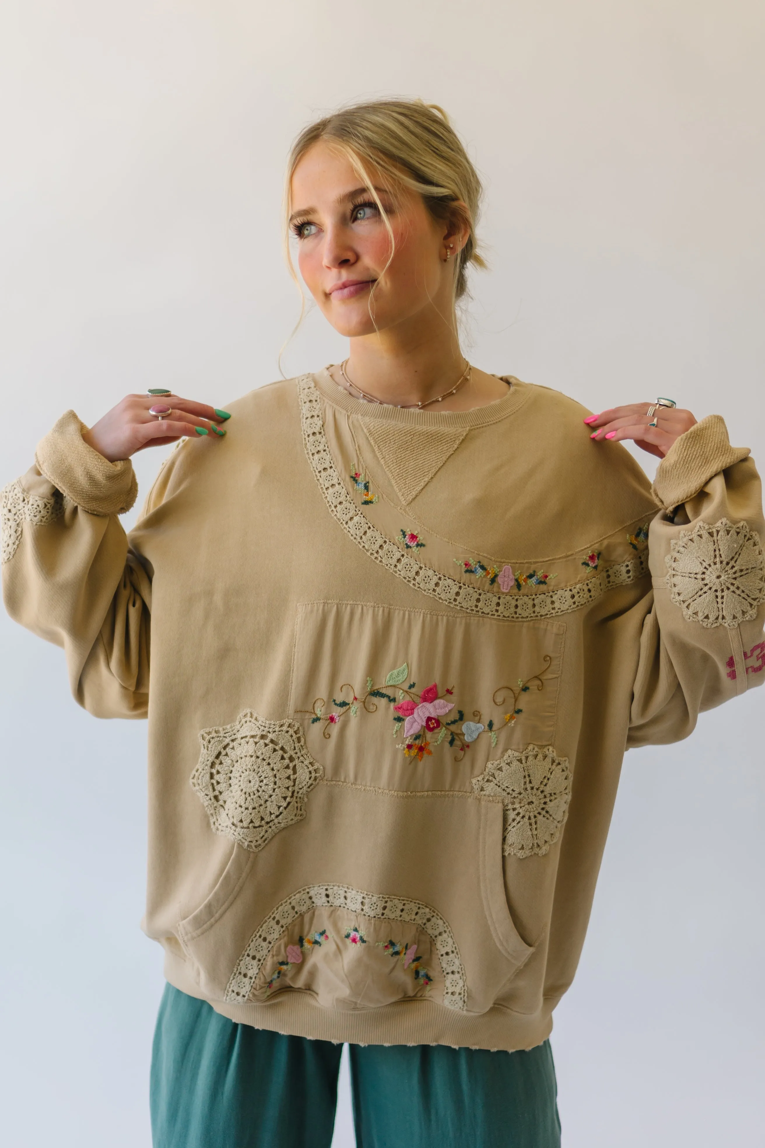 Grams Attic High-Quality Sweatshirt in Mushroom Combo Color from Free People