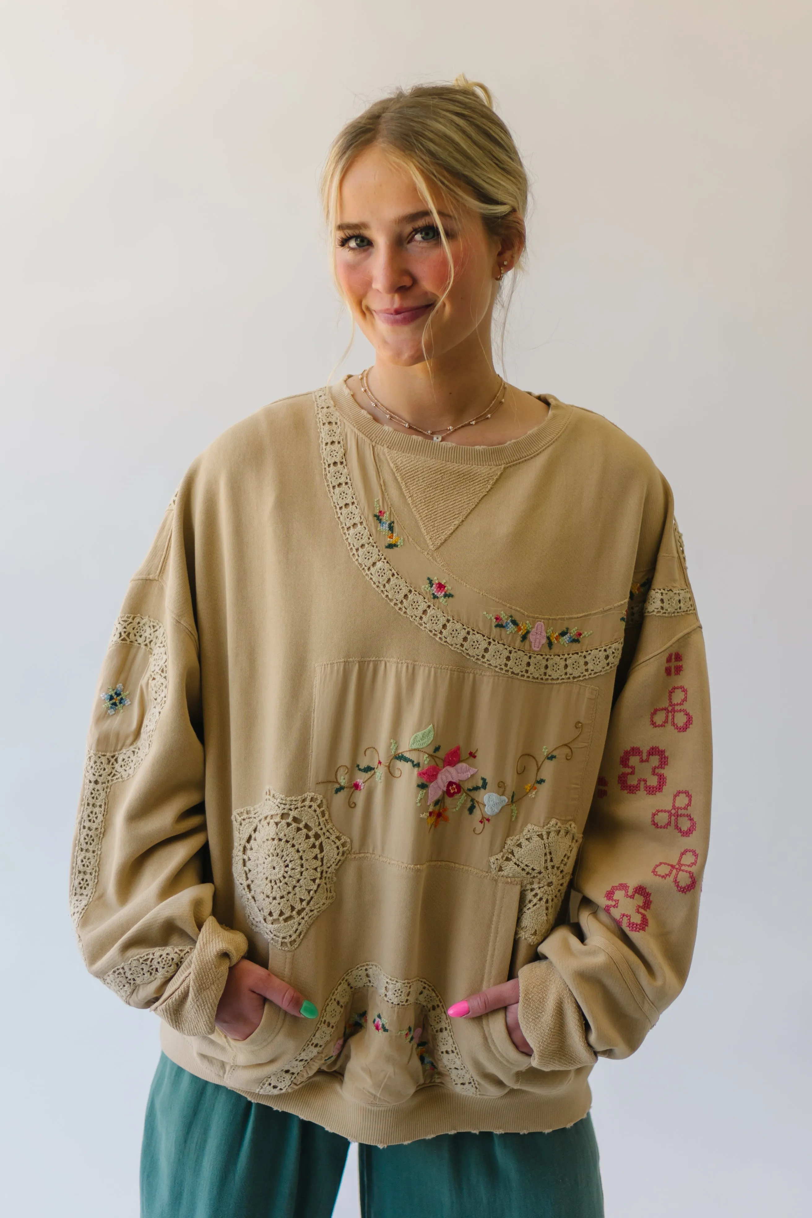 Grams Attic High-Quality Sweatshirt in Mushroom Combo Color from Free People