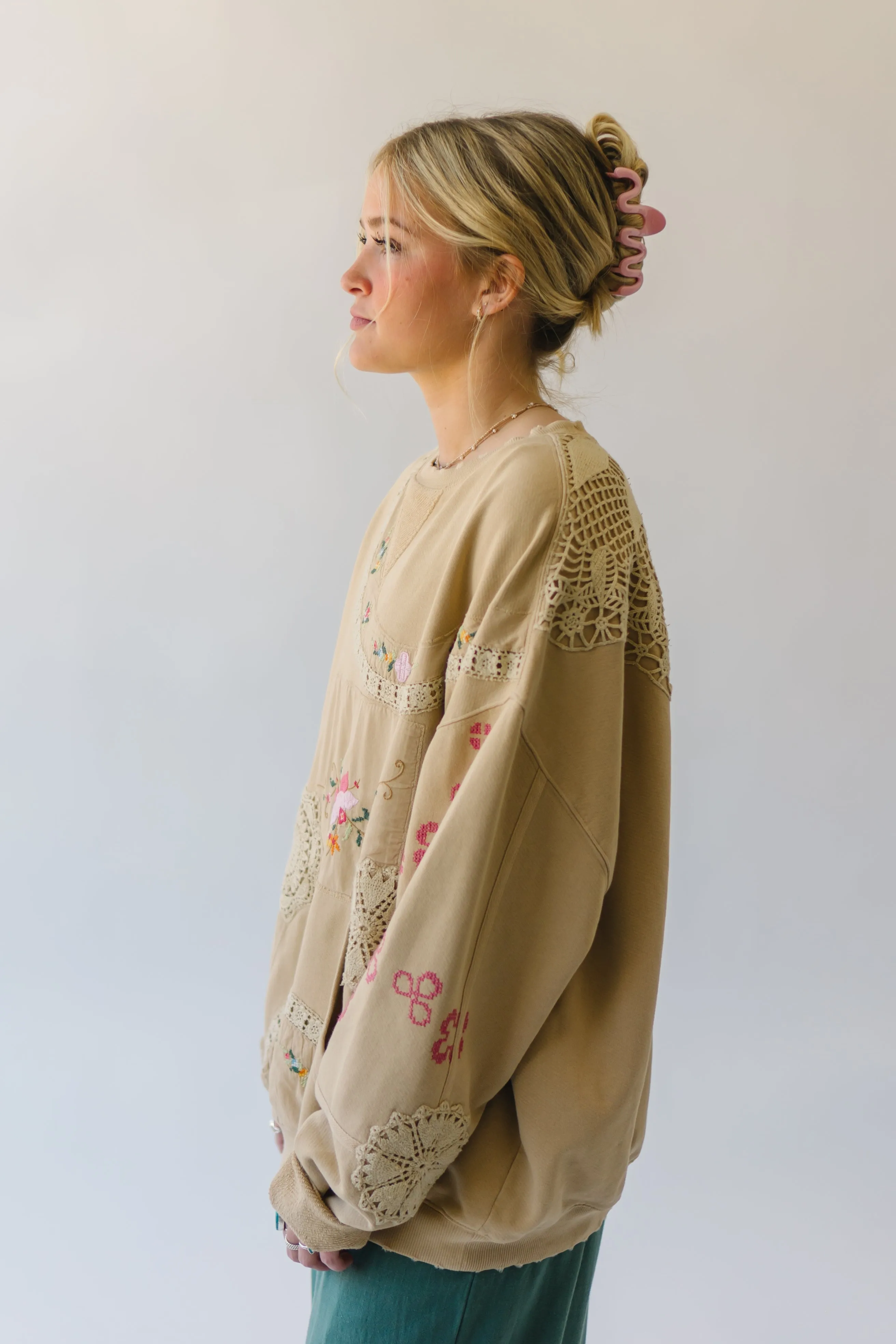 Grams Attic High-Quality Sweatshirt in Mushroom Combo Color from Free People