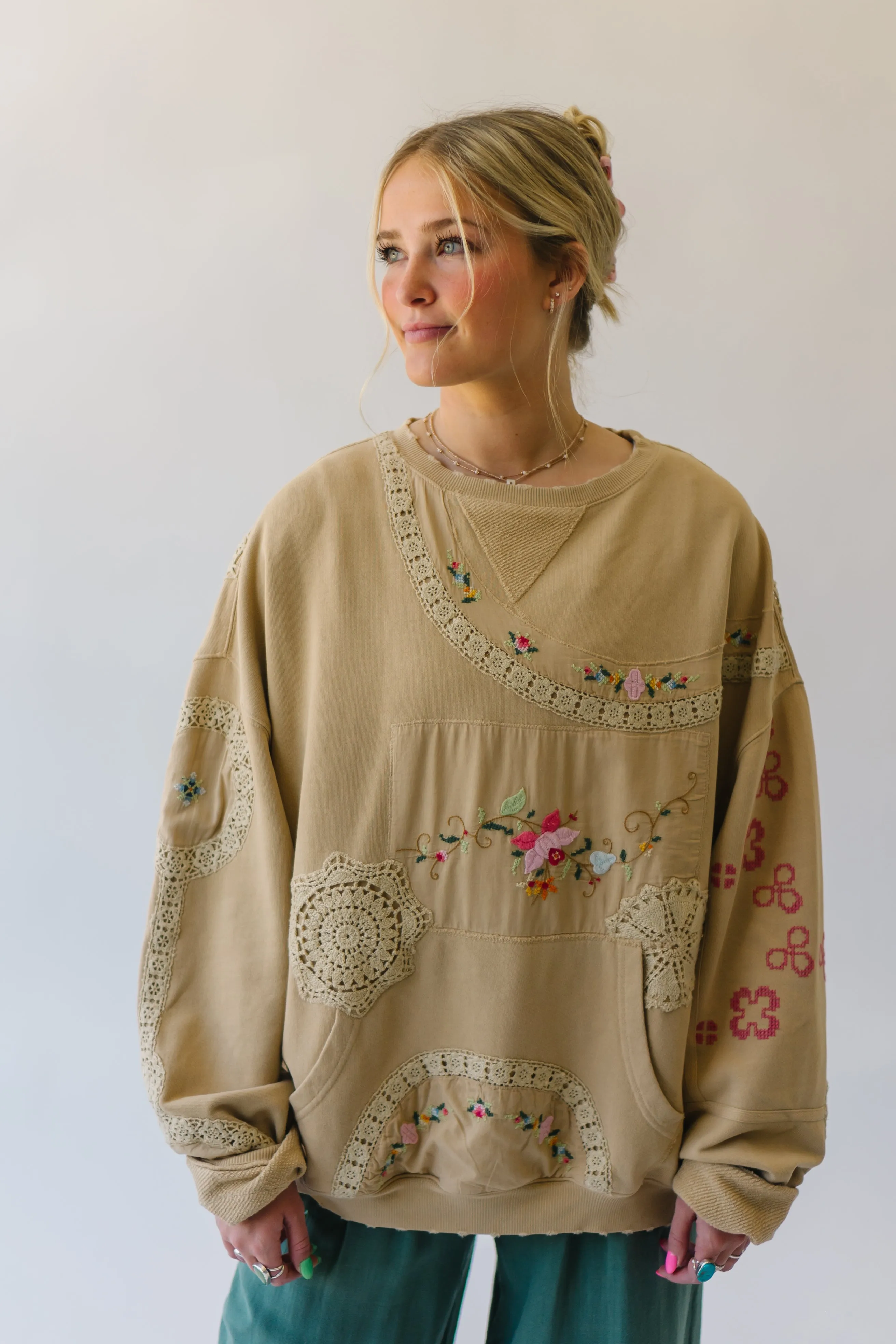 Grams Attic High-Quality Sweatshirt in Mushroom Combo Color from Free People