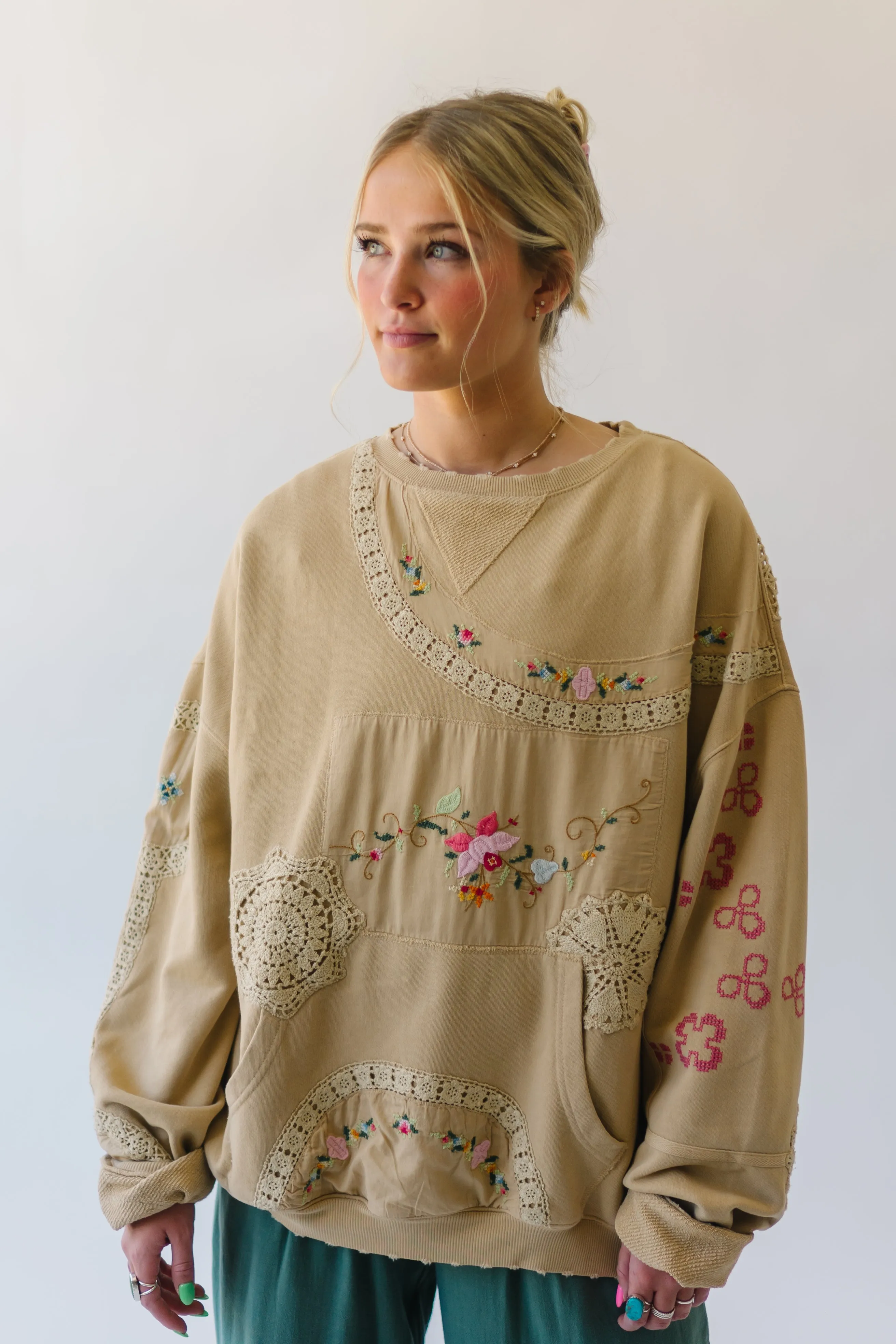 Grams Attic High-Quality Sweatshirt in Mushroom Combo Color from Free People