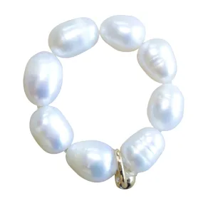 Freshwater Medium Pearl Stretch Ring Plain