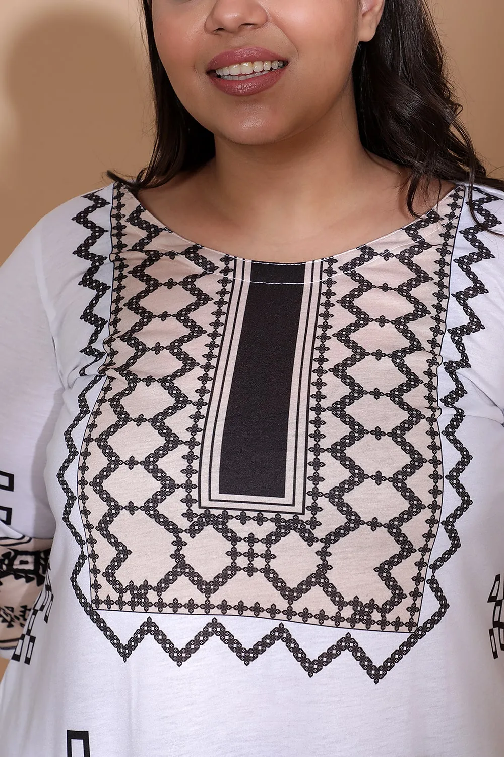 Grey Luxe Yoke Printed Kurti