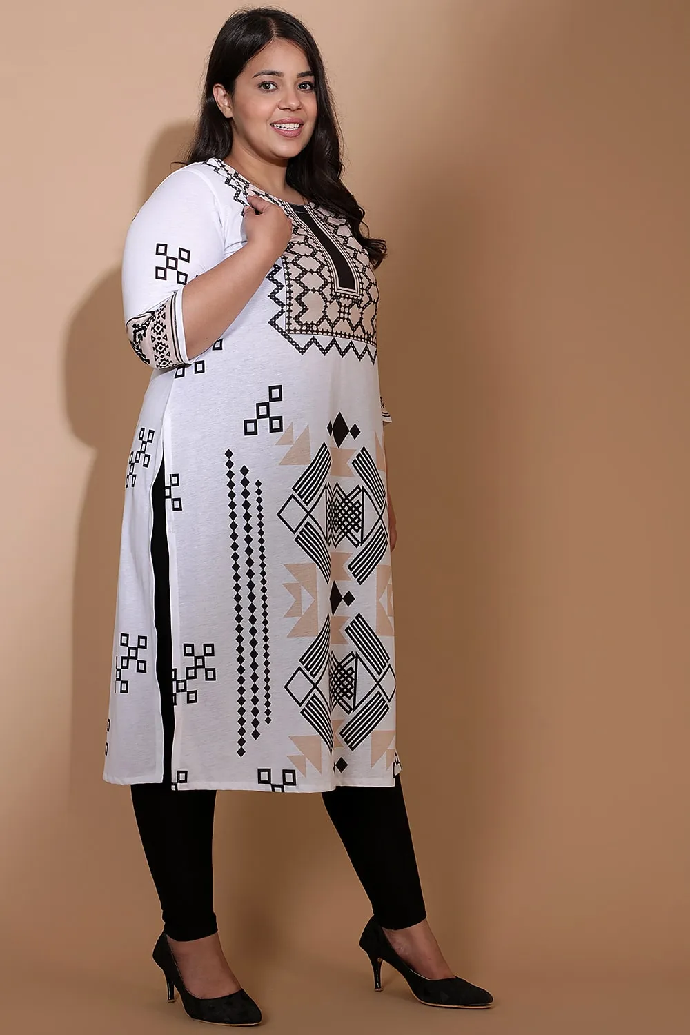 Grey Luxe Yoke Printed Kurti