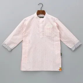 Hand Block Printed Peach Kurta