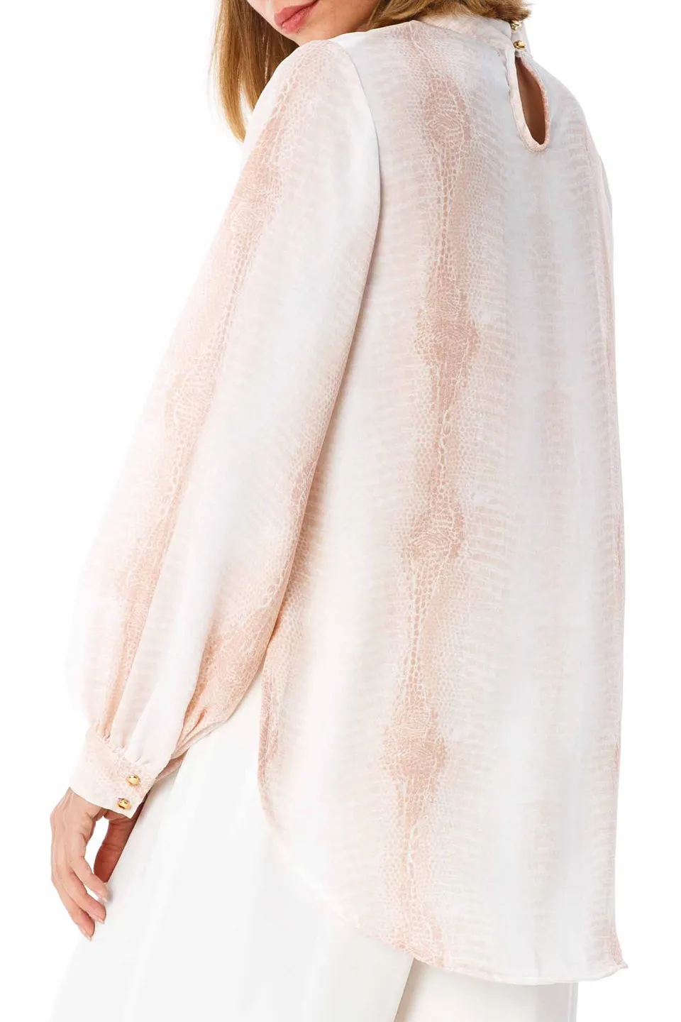 Harper Blush Ivory Snake Print Sheer Cuff Top