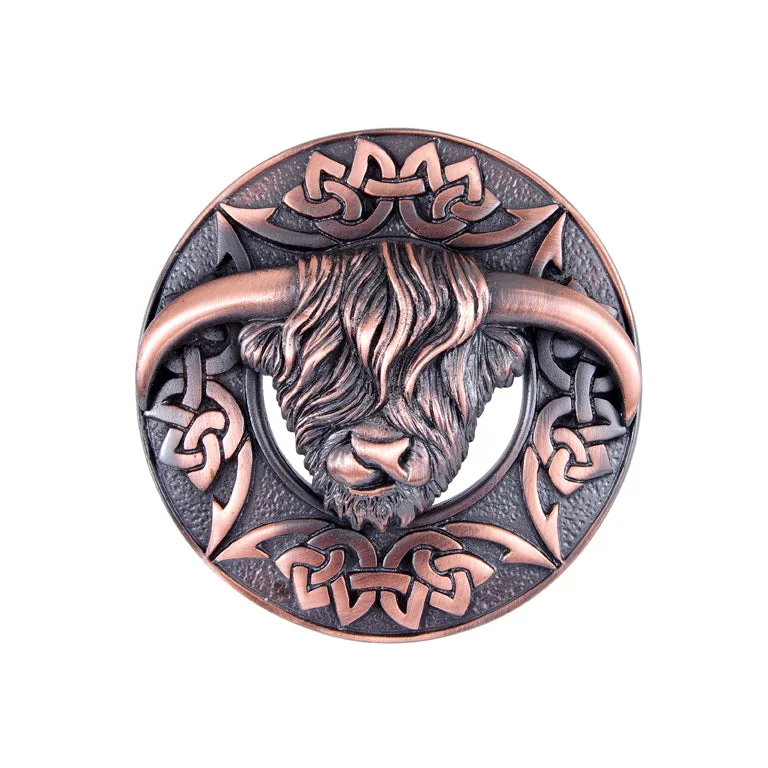 Highland Coo Plaid Brooch