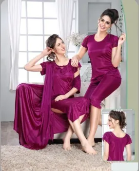 Indian Bridal 4Pc Stylish Gown Nighty Set