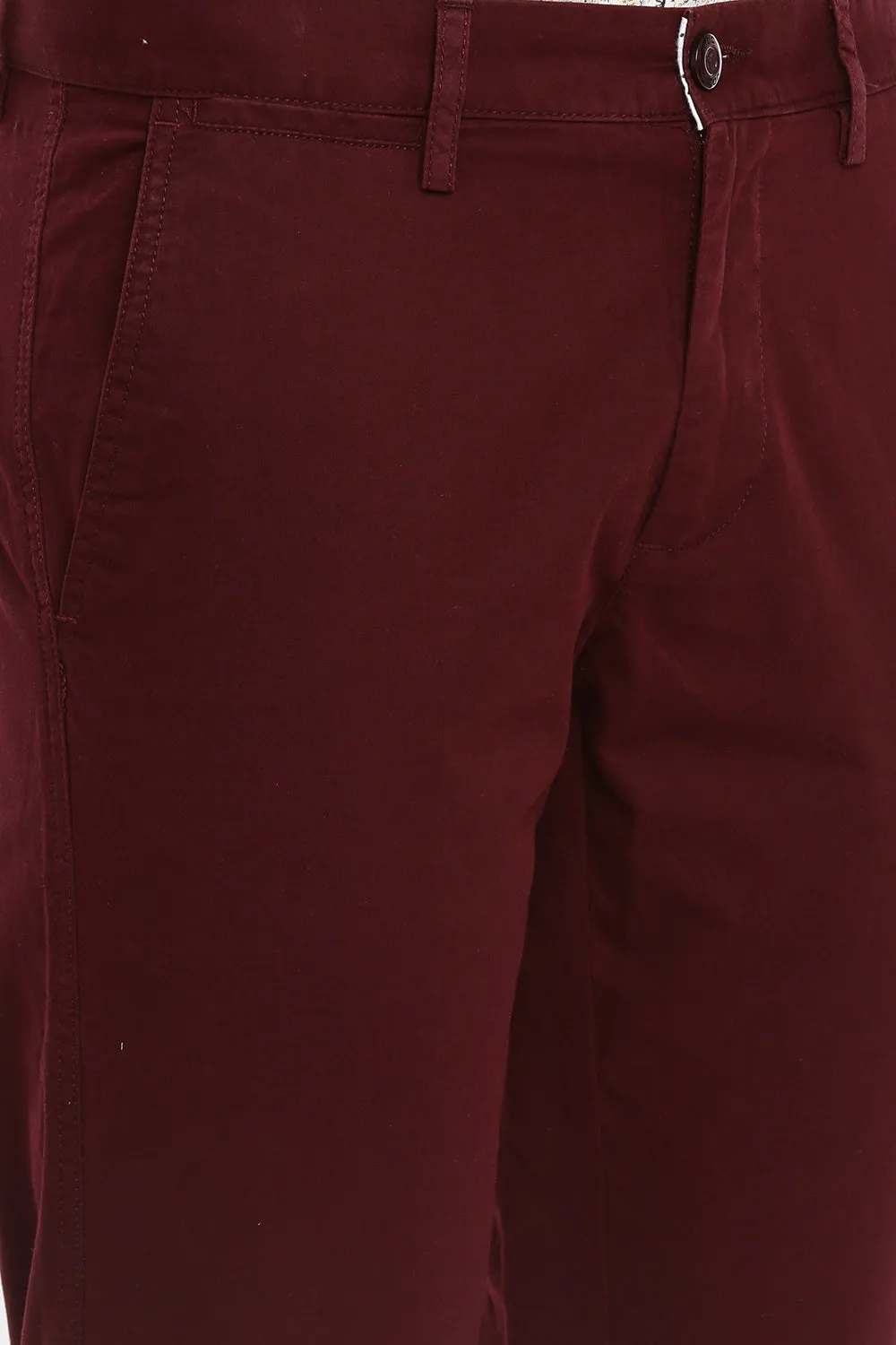 JDC Men Burgundy Solid Trouser