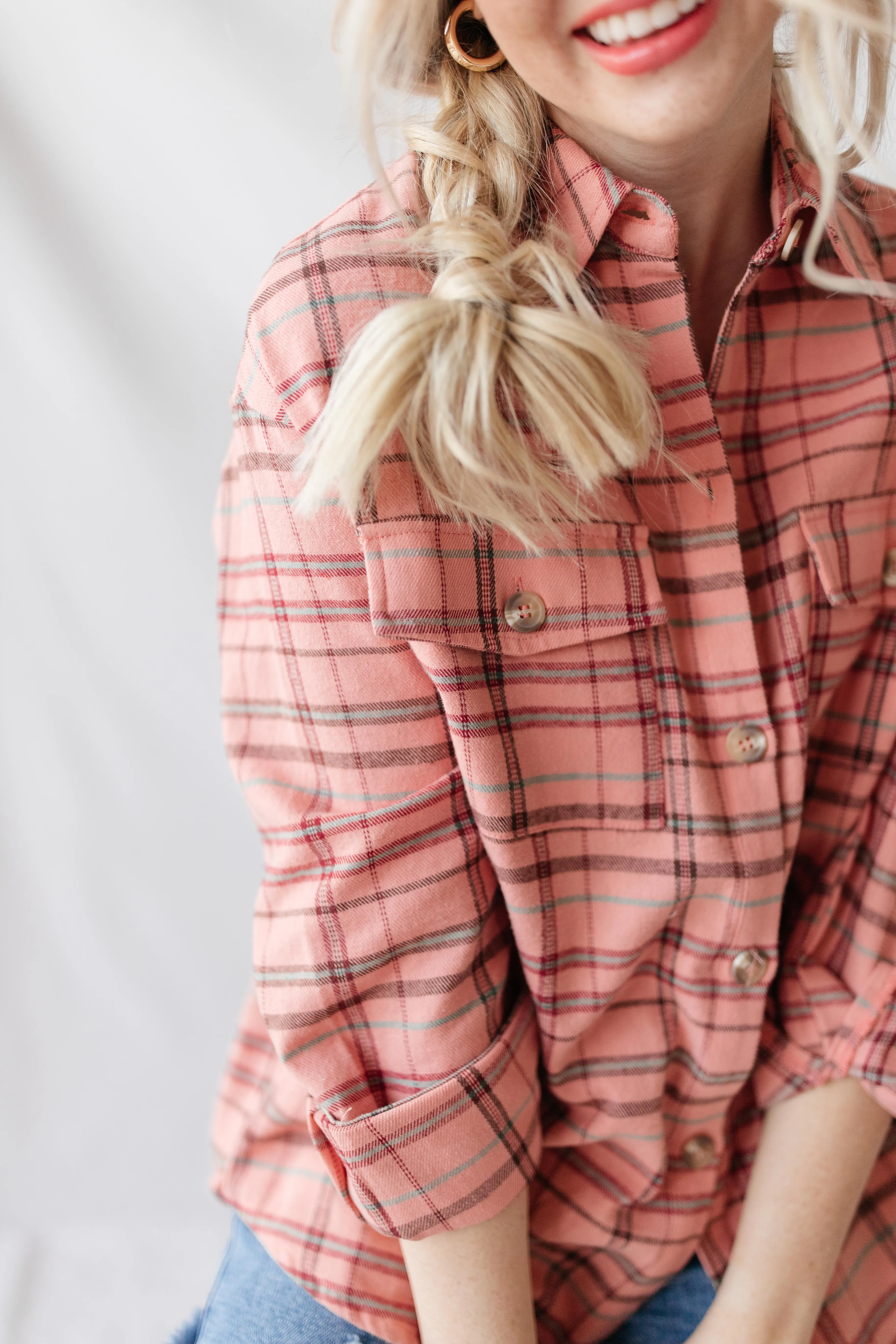 Just Peachy Plaid Top