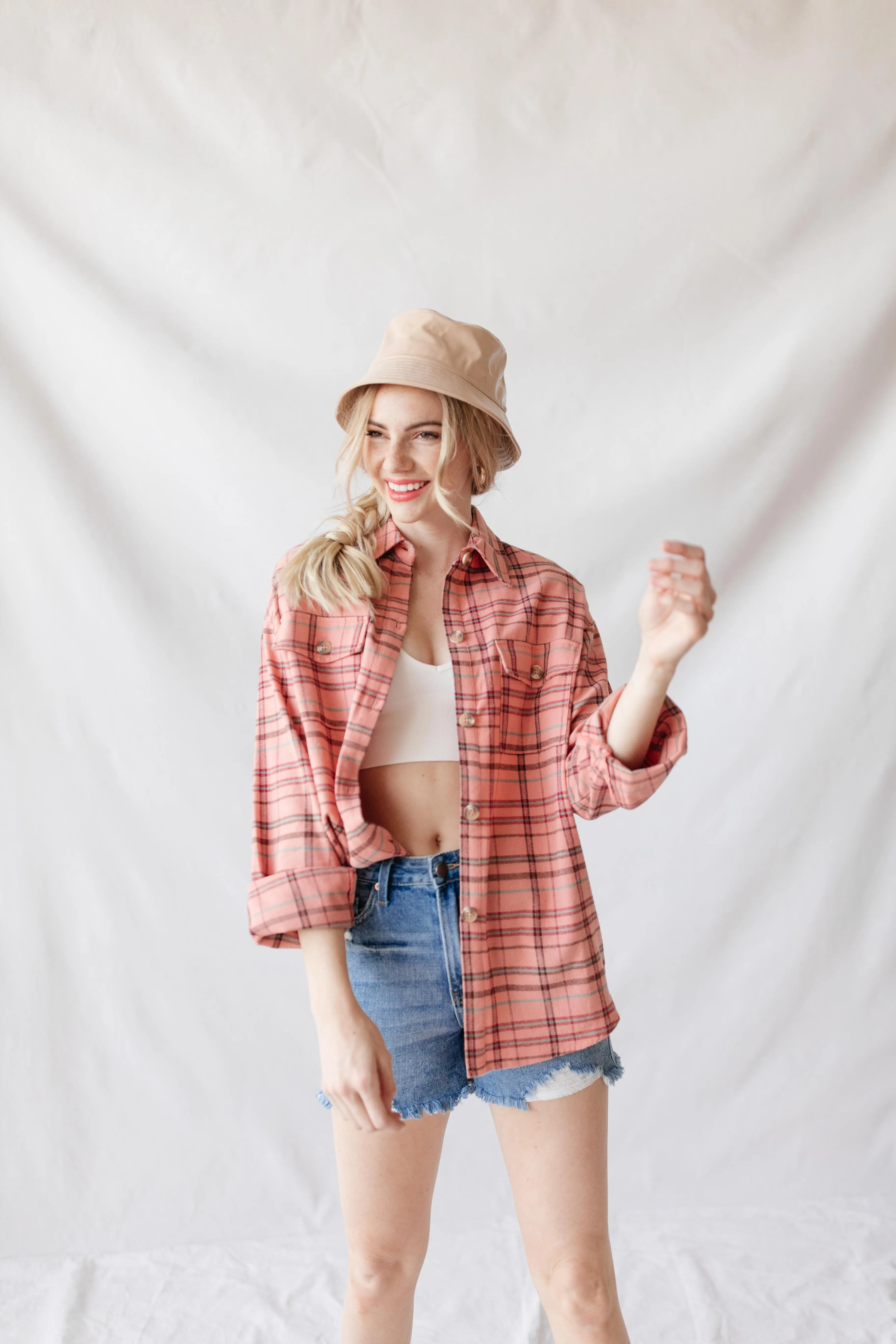 Just Peachy Plaid Top