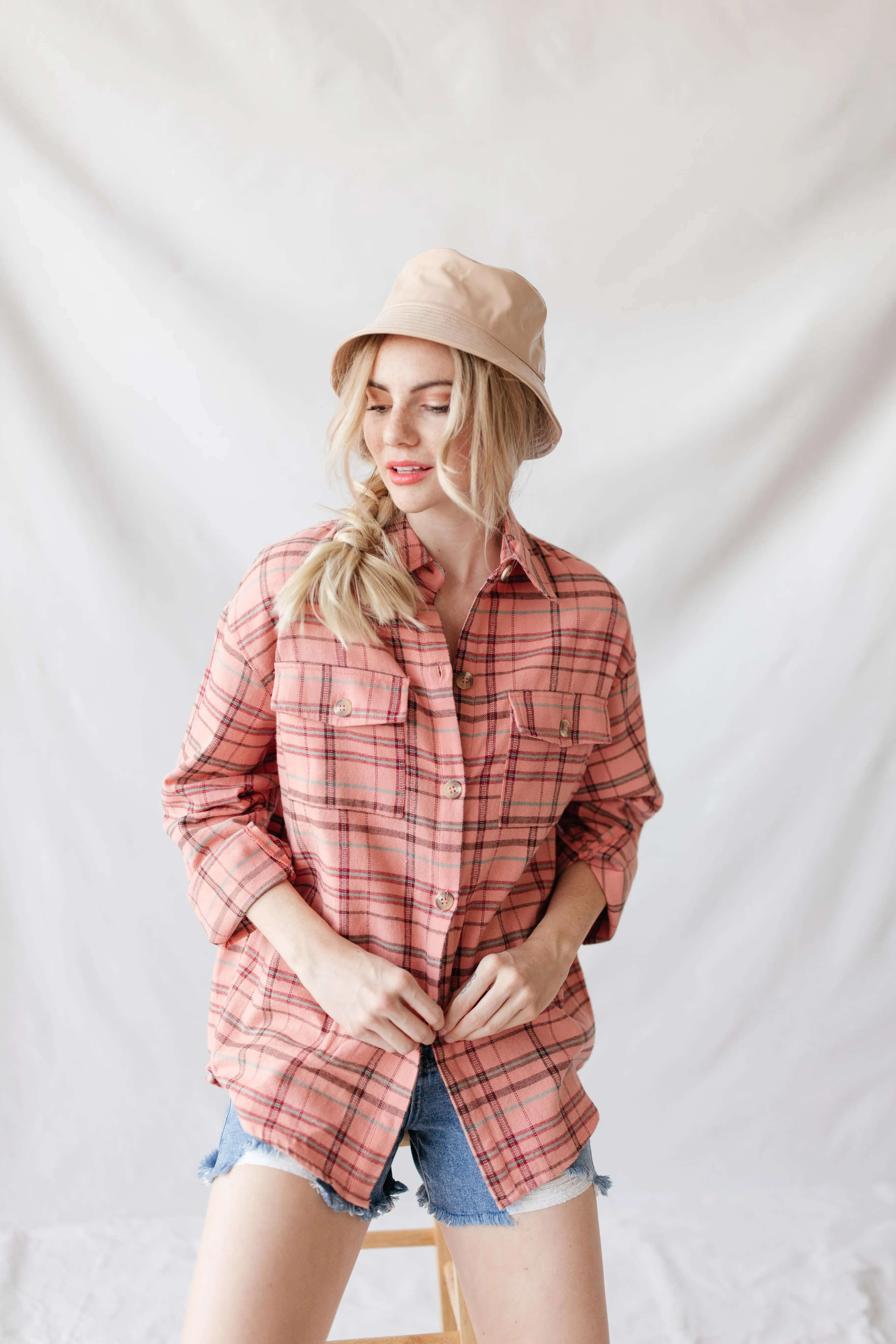 Just Peachy Plaid Top