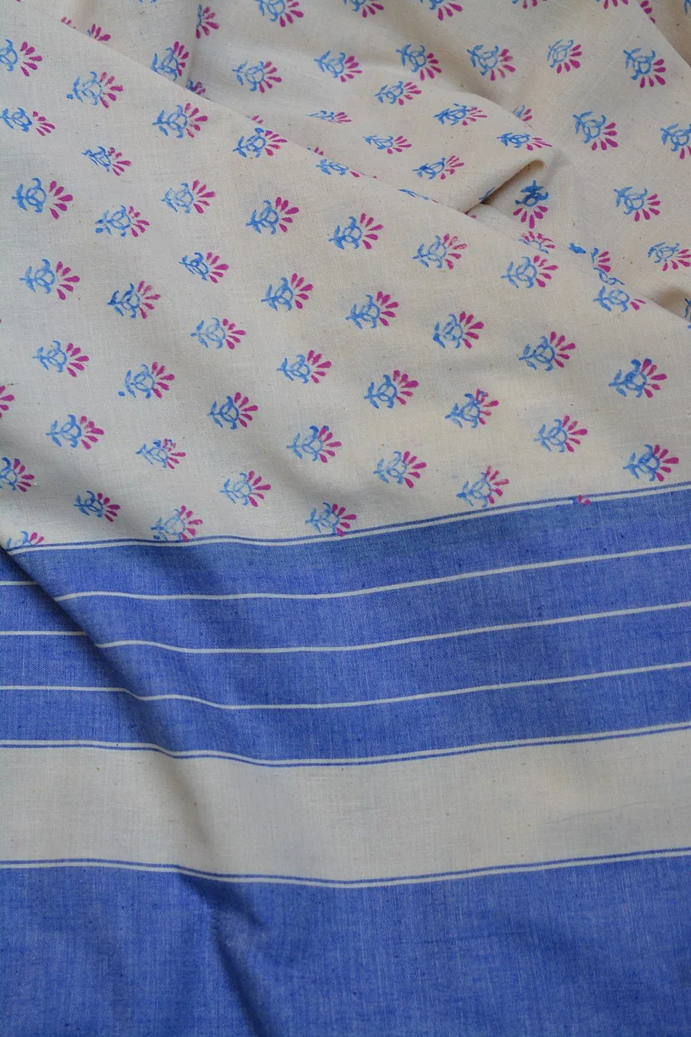 Womens Handcrafted Karnataka Block Printed Cotton Saree - Traditional Ethnic Wear