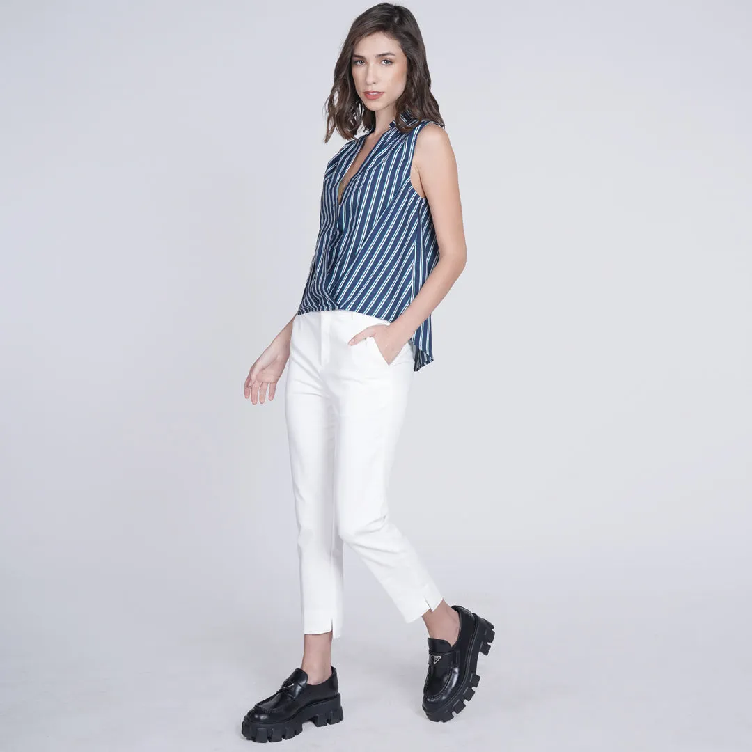 Kirah Sleeveless Stripes Overlap Top