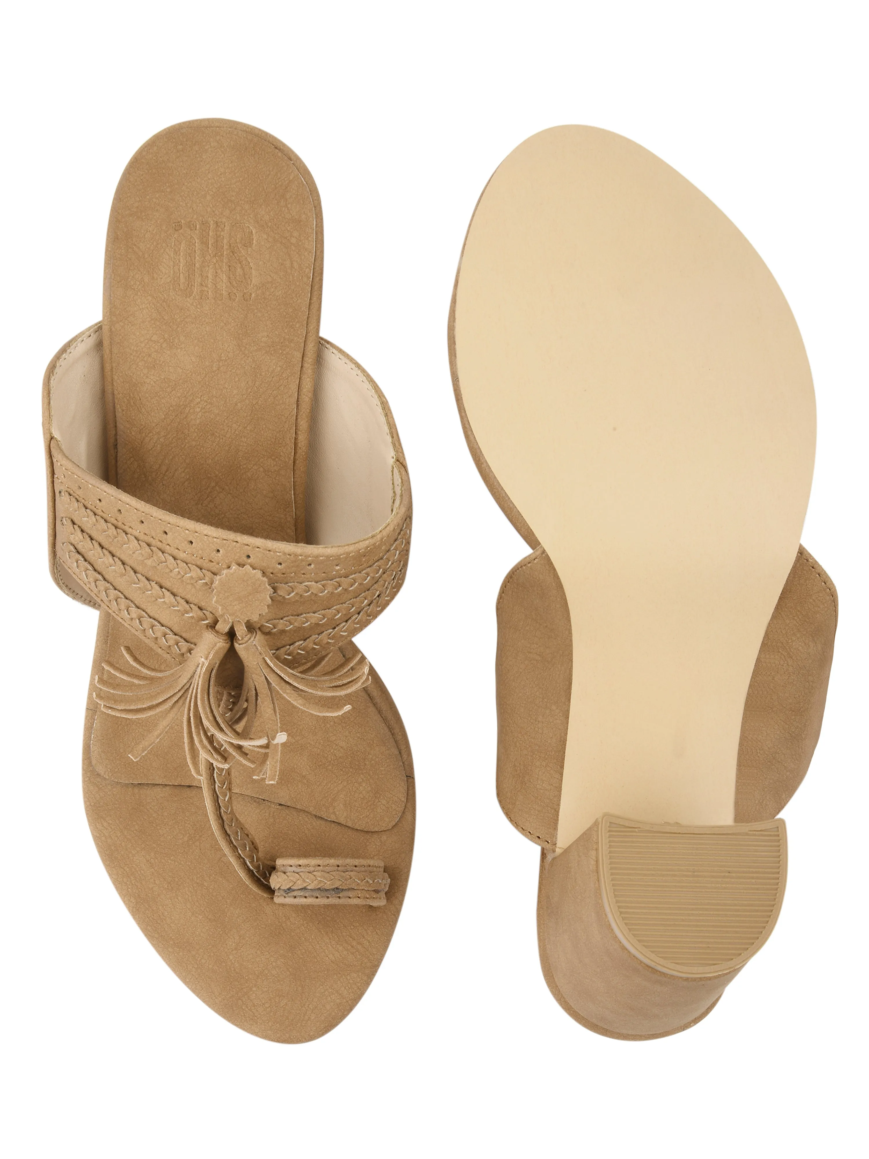 Kolhapuri Camel Brown Heel For Women