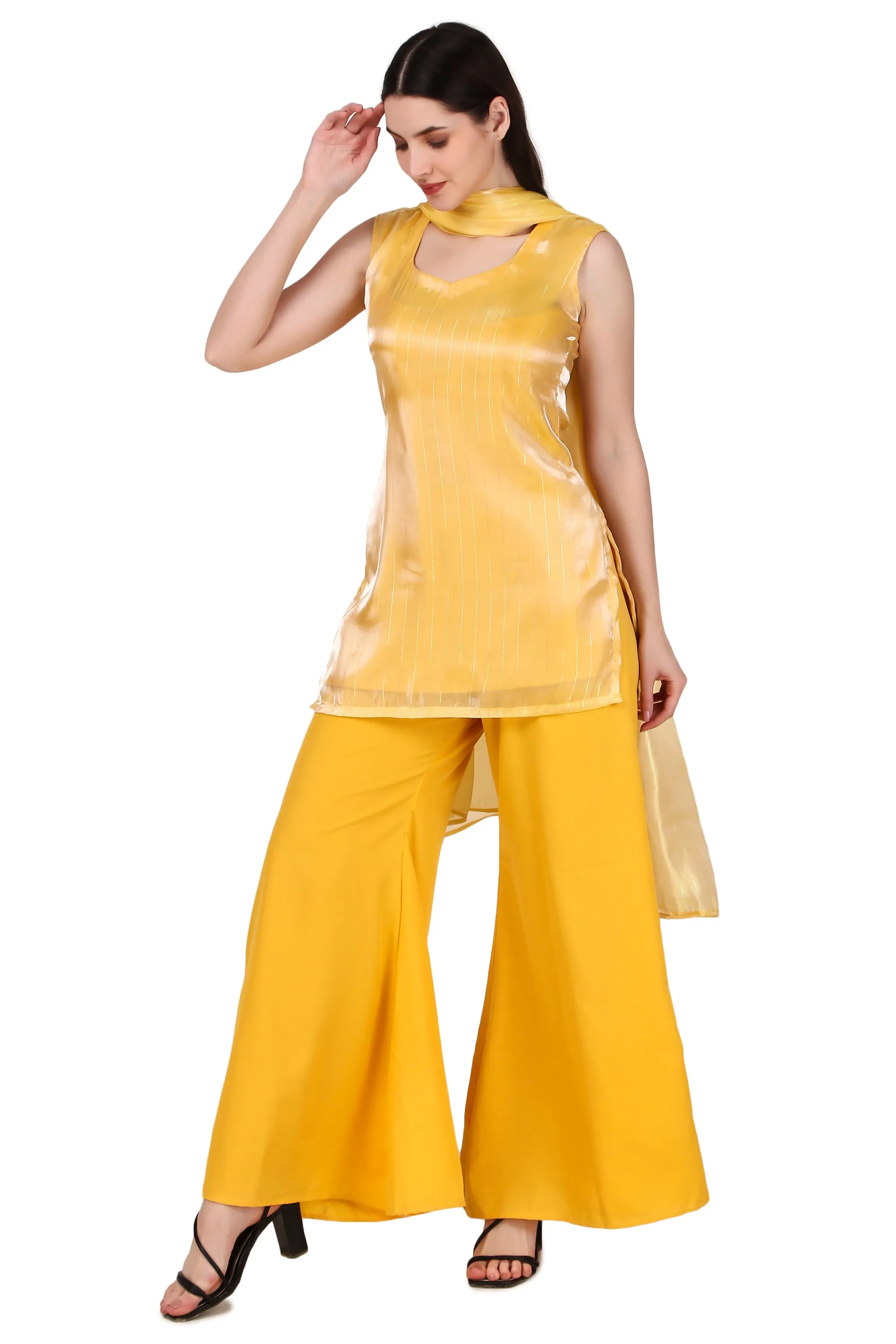 Magnetism yellow Sharara Set for Women