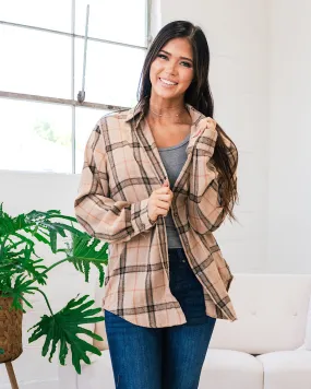 Melinda Plaid Flannel Top - Mocha