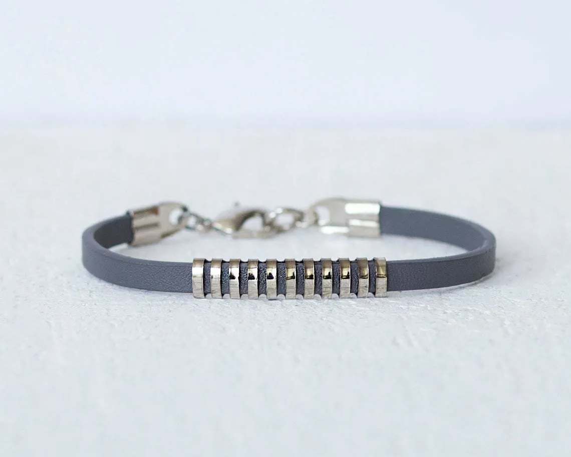 Men Bracelet - Men Faux Leather Bracelet - Men Jewelry - Men Gift - Boyfriend Gift - Husband Gift - Gift For Dad - Men Vegan Bracelet