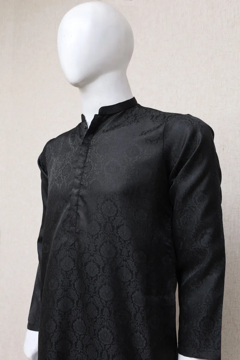 Men Premium Jamawar Kurta Black