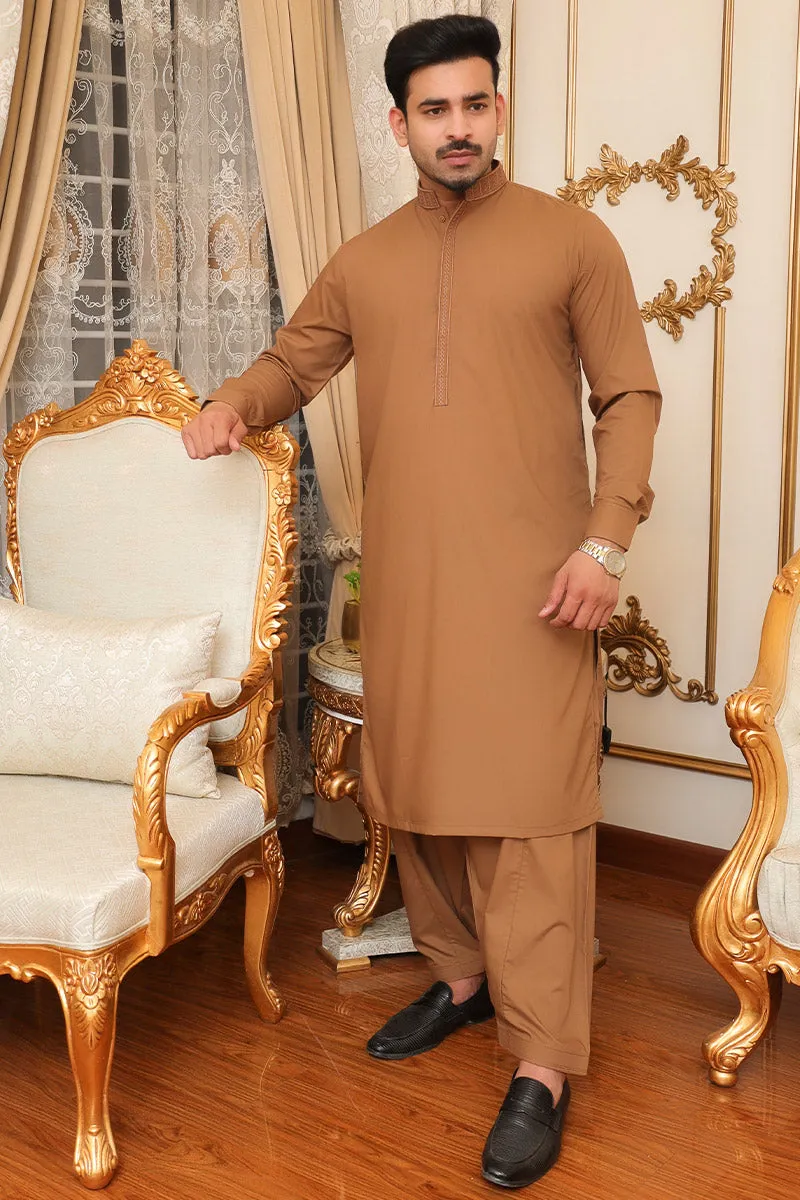 Men Premium Kameez Shalwar Brown