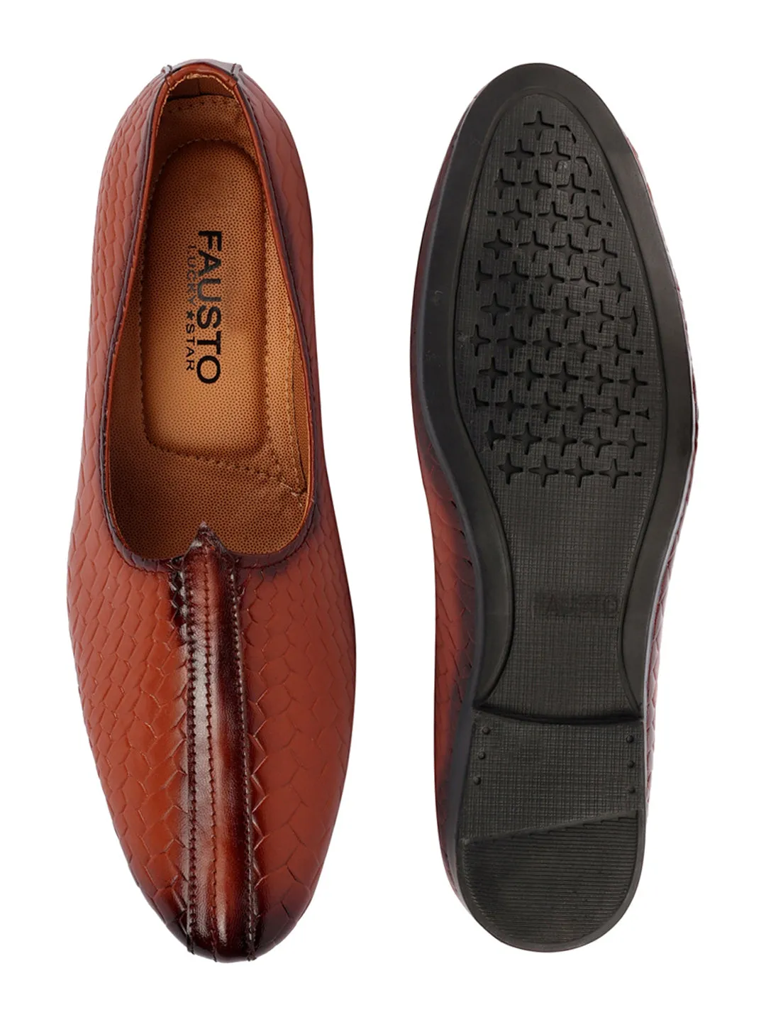 Men Tan Ethnic Slip-On Juttis