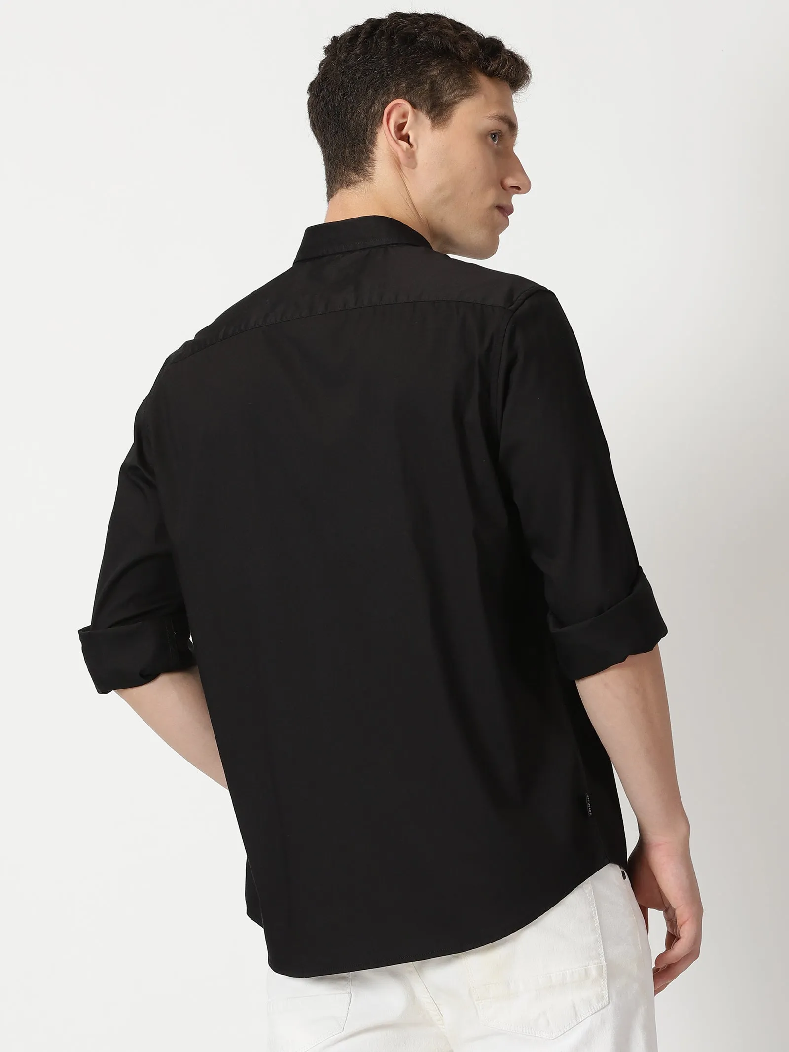 MEN'S BLACK PLAIN SLIM FIT SHIRT