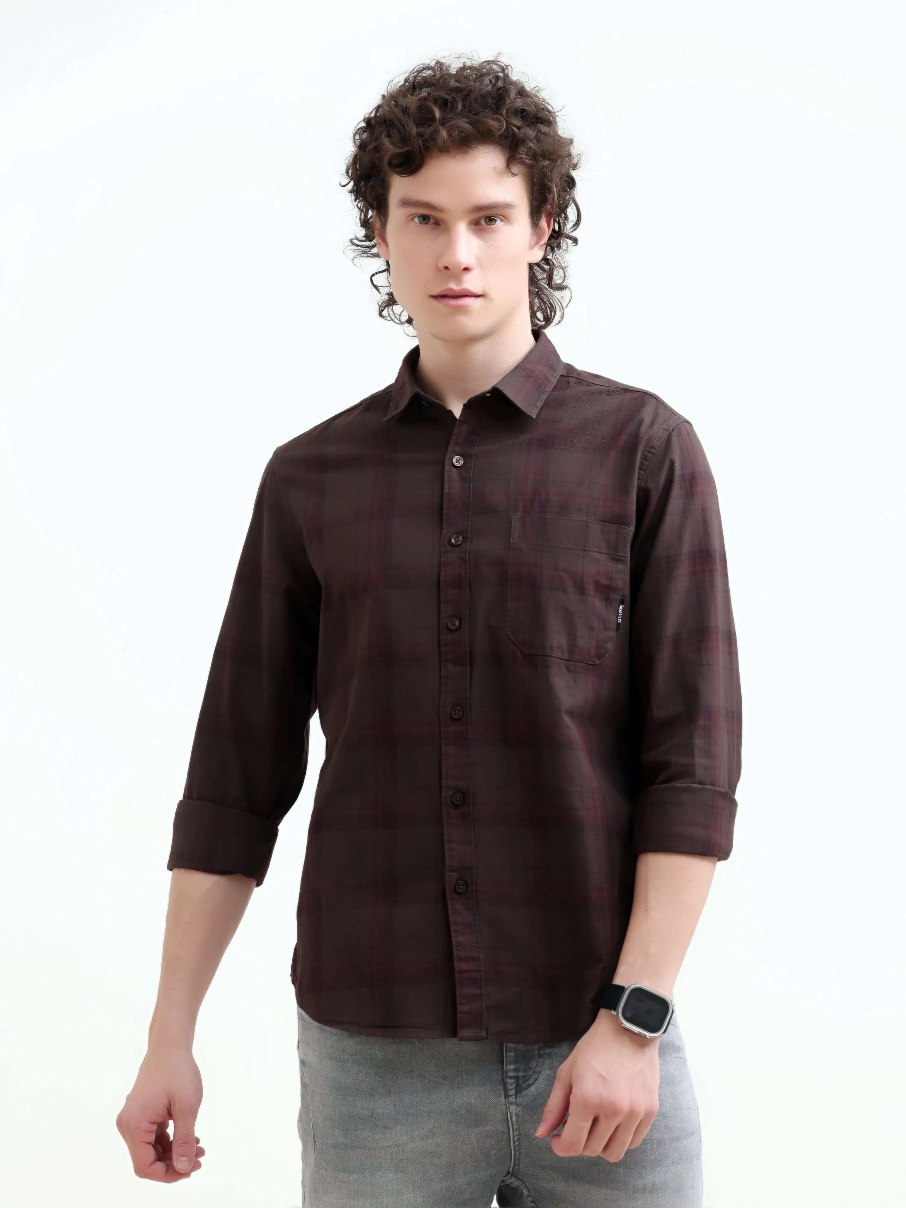 Missys brown classic plaid shirt