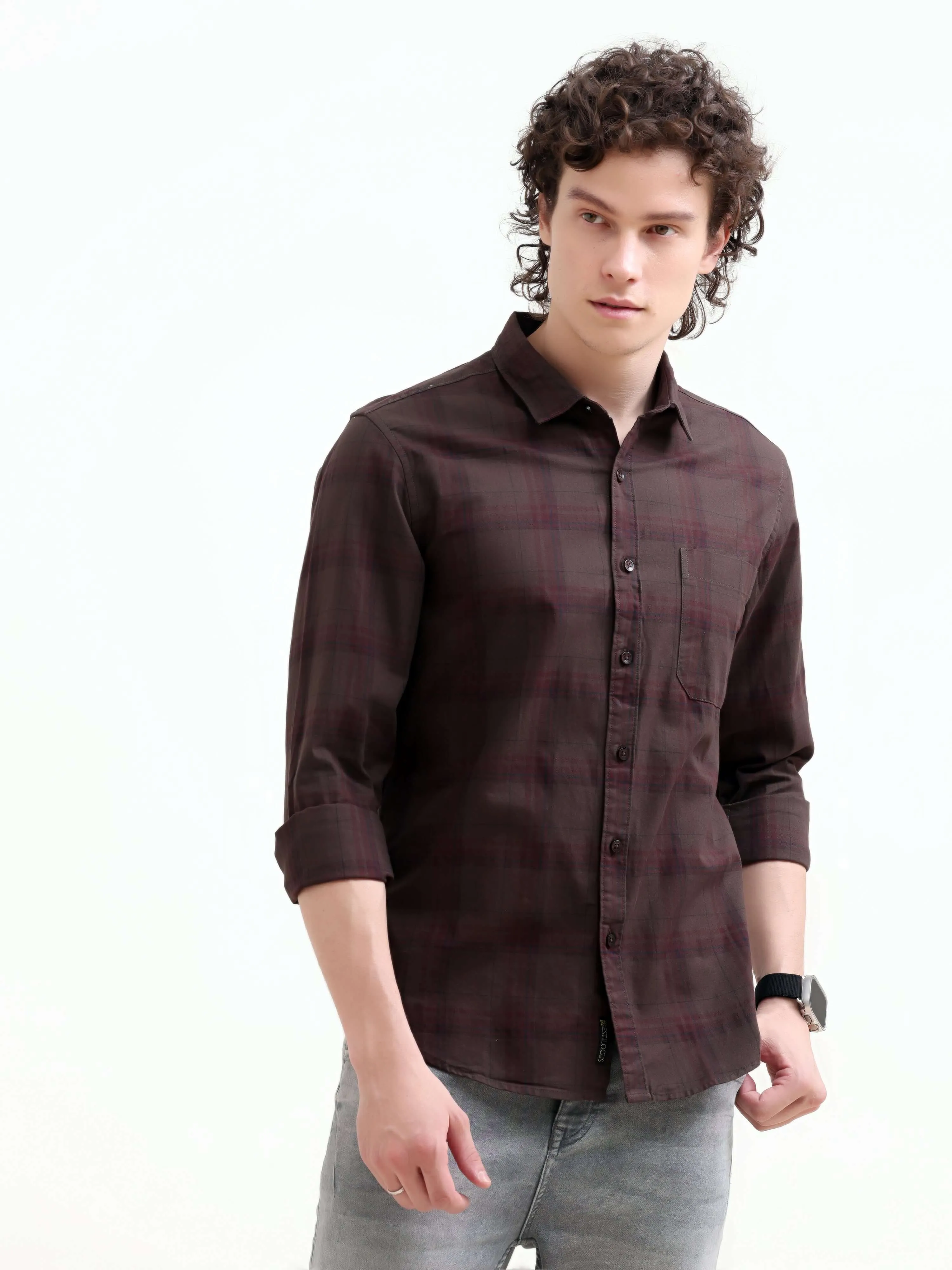 Missys brown classic plaid shirt