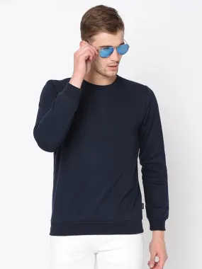 Navy Round Neck Sweatshirt For Men