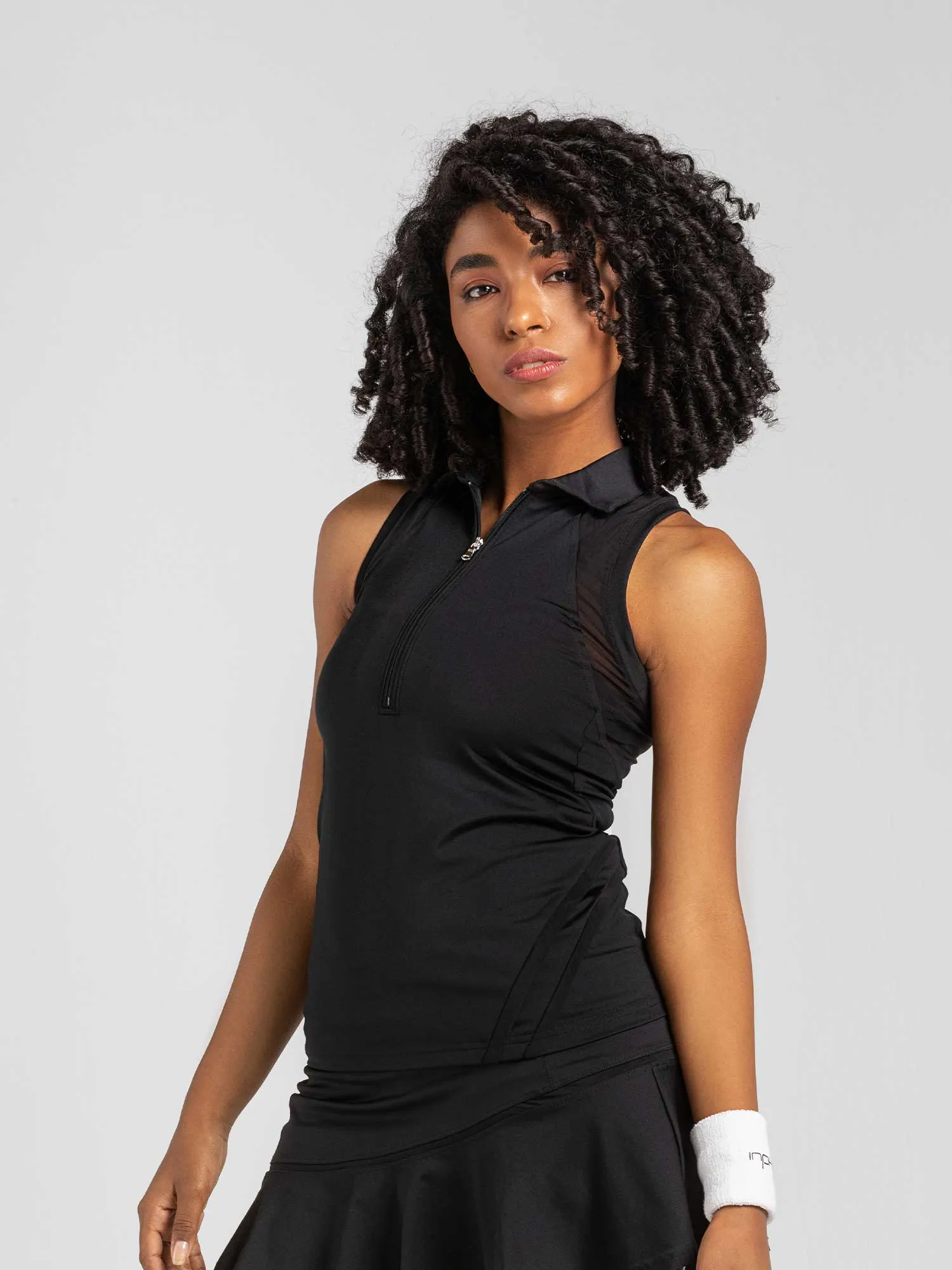 Neisha Classic Sleeveless Polo - Black