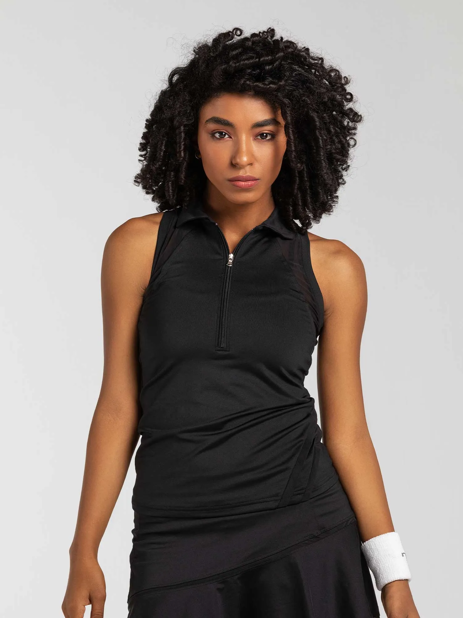 Neisha Classic Sleeveless Polo - Black