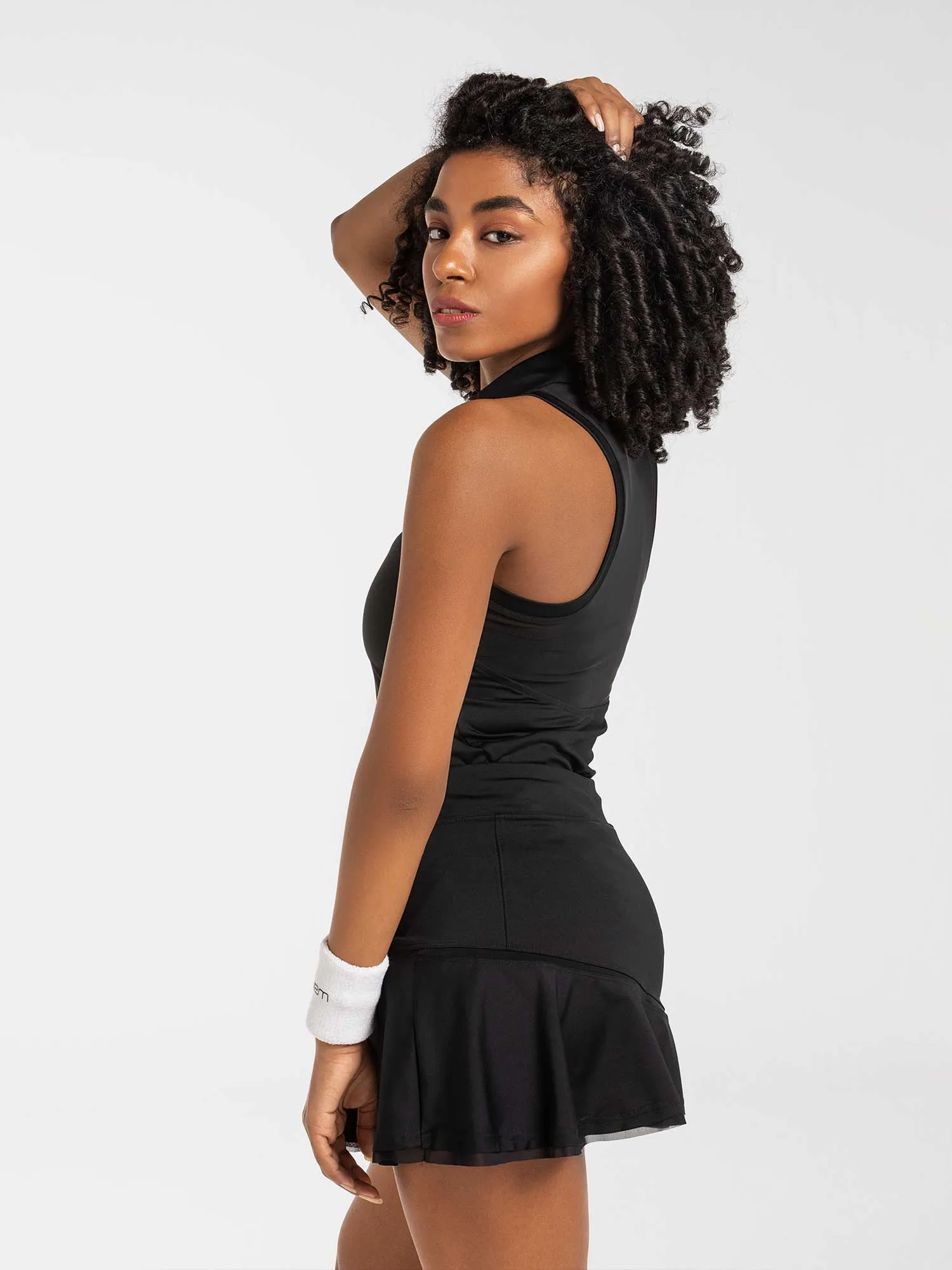 Neisha Classic Sleeveless Polo - Black