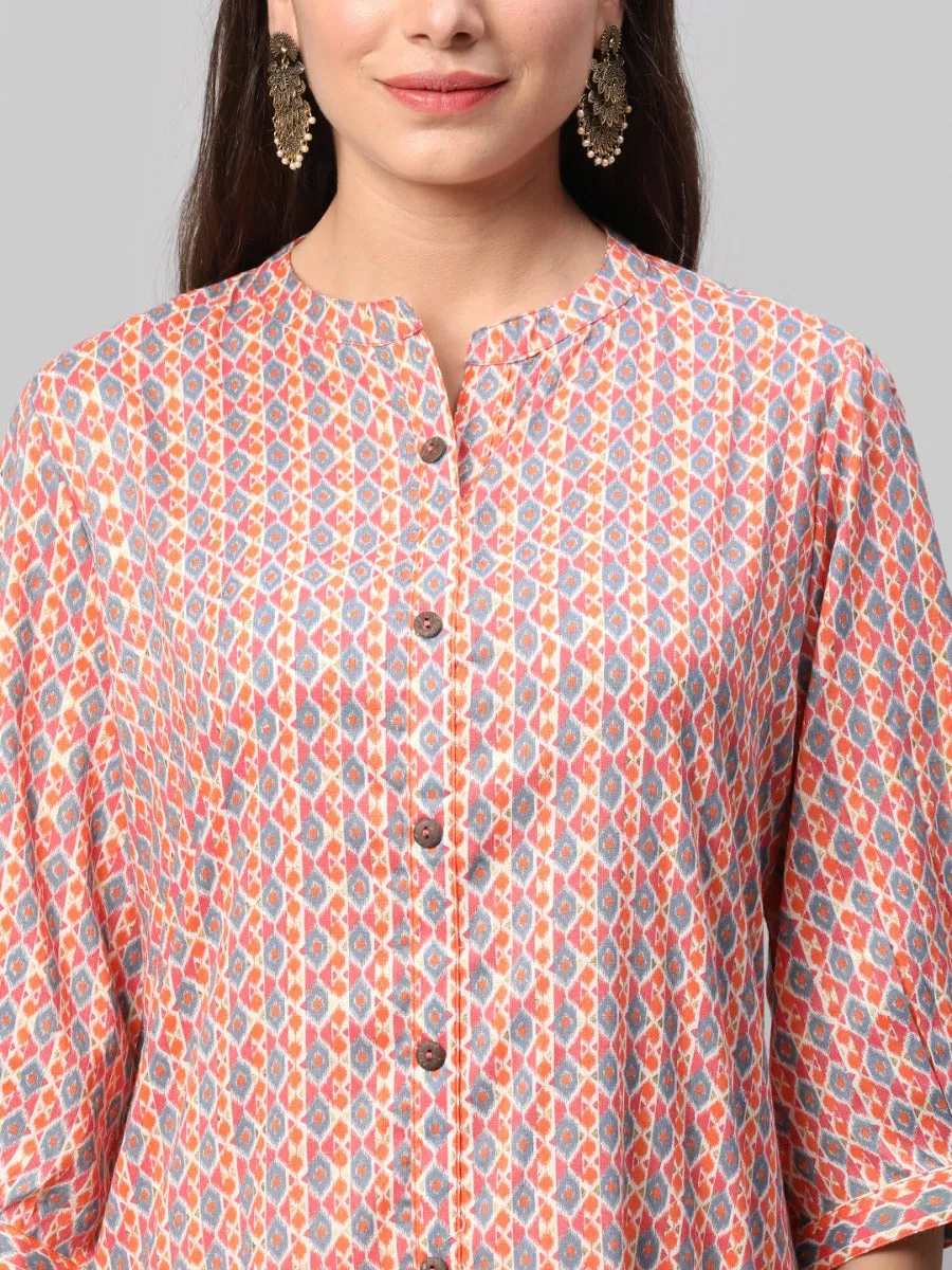 Orange Multi Geometrical Printed Kurta