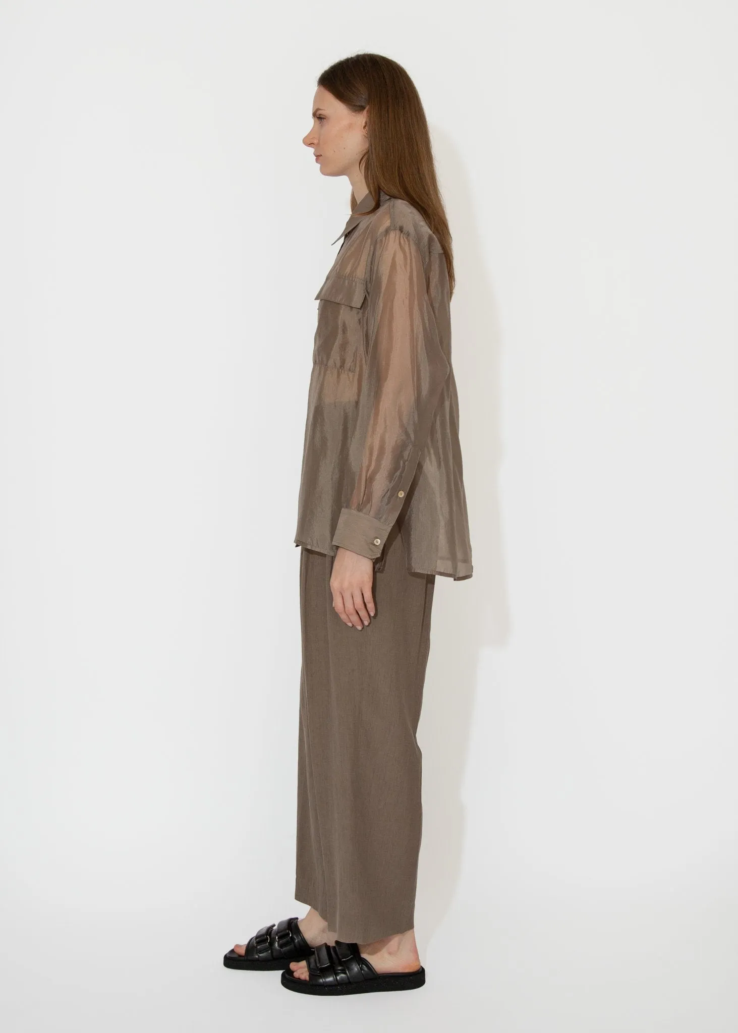 Organza Sheer Blouse in Dark Beige