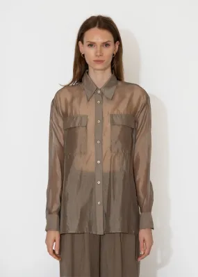 Organza Sheer Blouse in Dark Beige