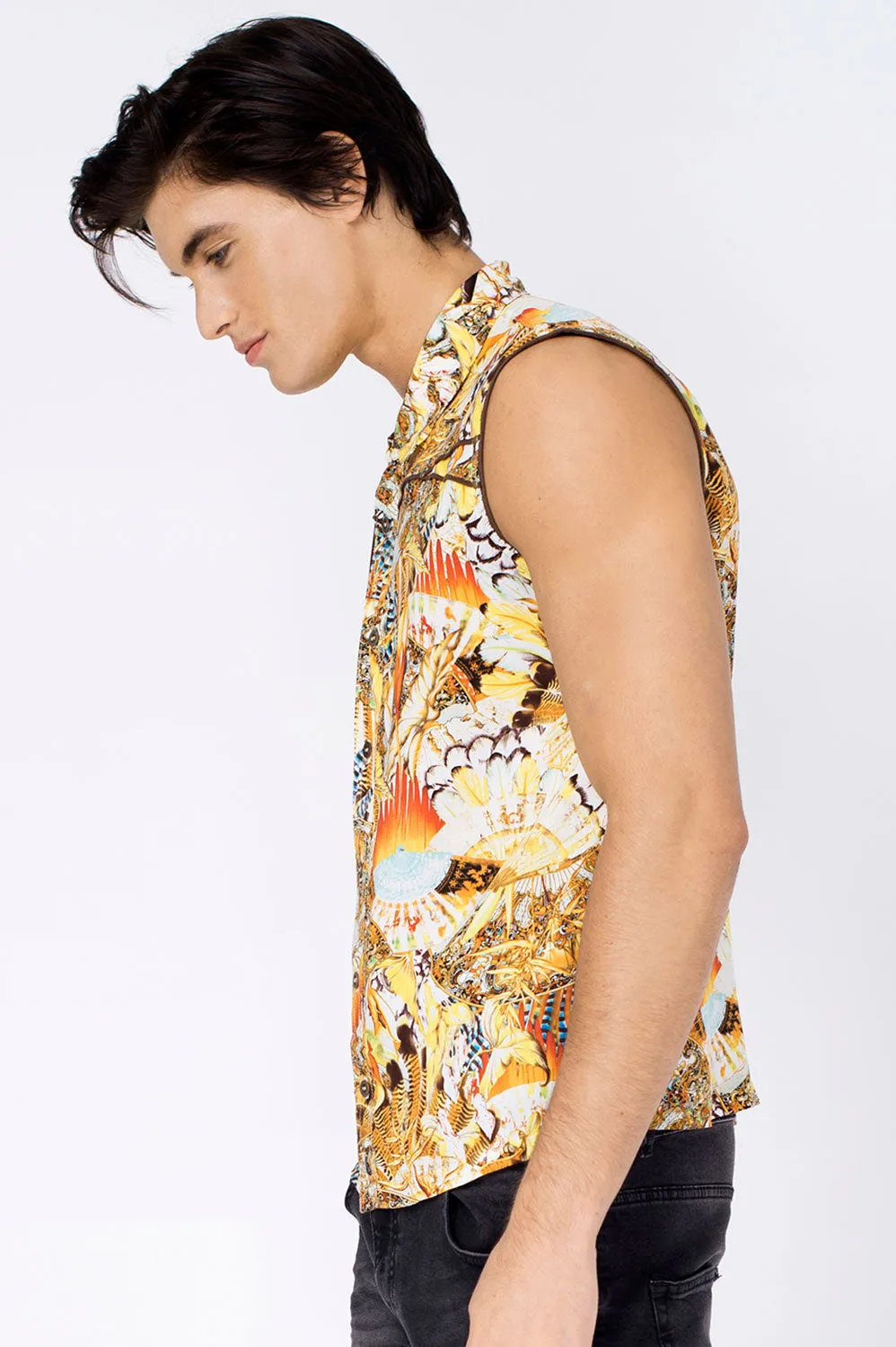 PARADISE YELLOW SLEEVELESS