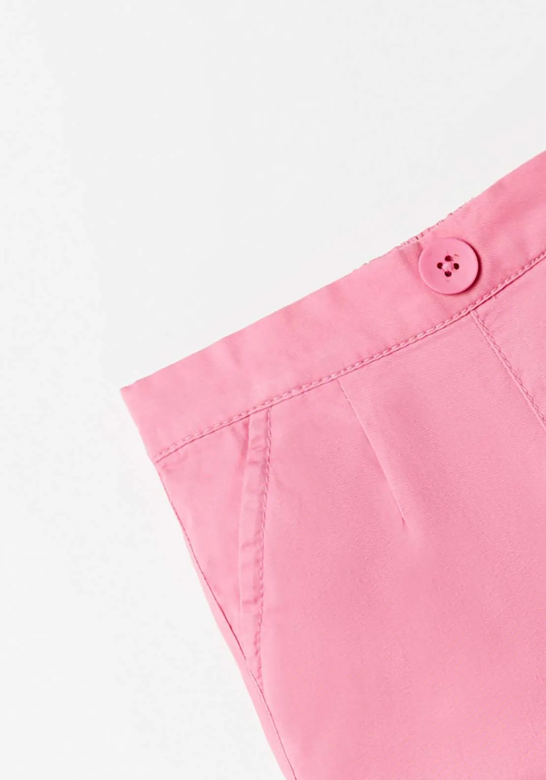 Pink Plain Twill Shorts - Pink