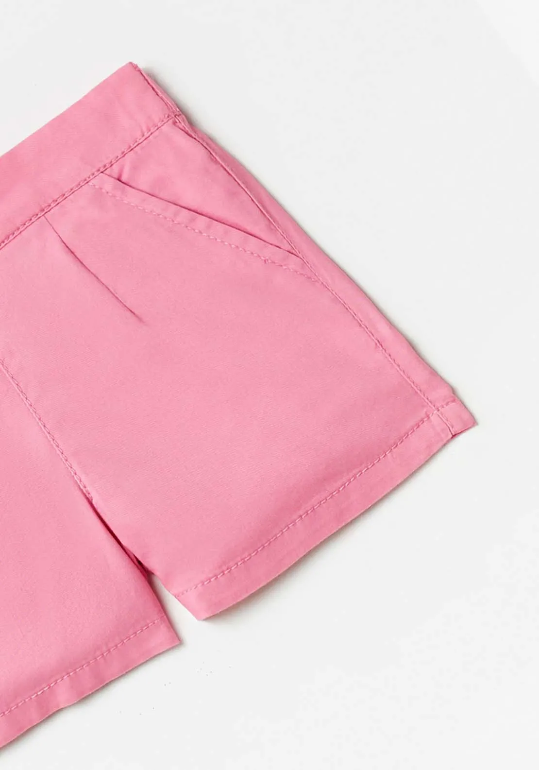 Pink Plain Twill Shorts - Pink