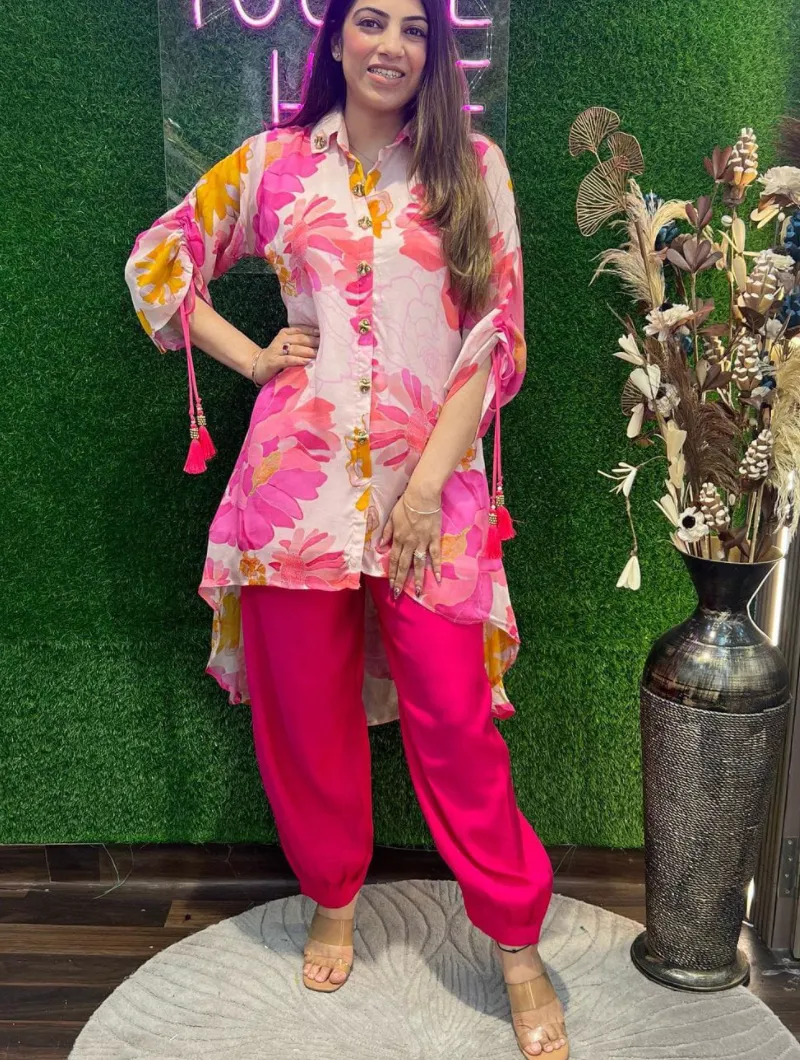 Pink Stylish Cotton Kurti Salwar UK Next Day