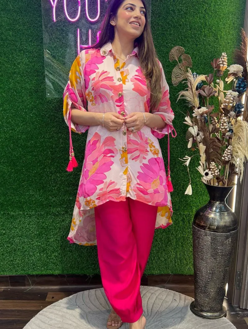 Pink Stylish Cotton Kurti Salwar UK Next Day