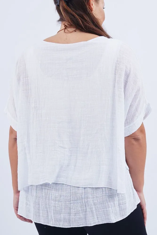 Plain Layered Hem Cotton Top