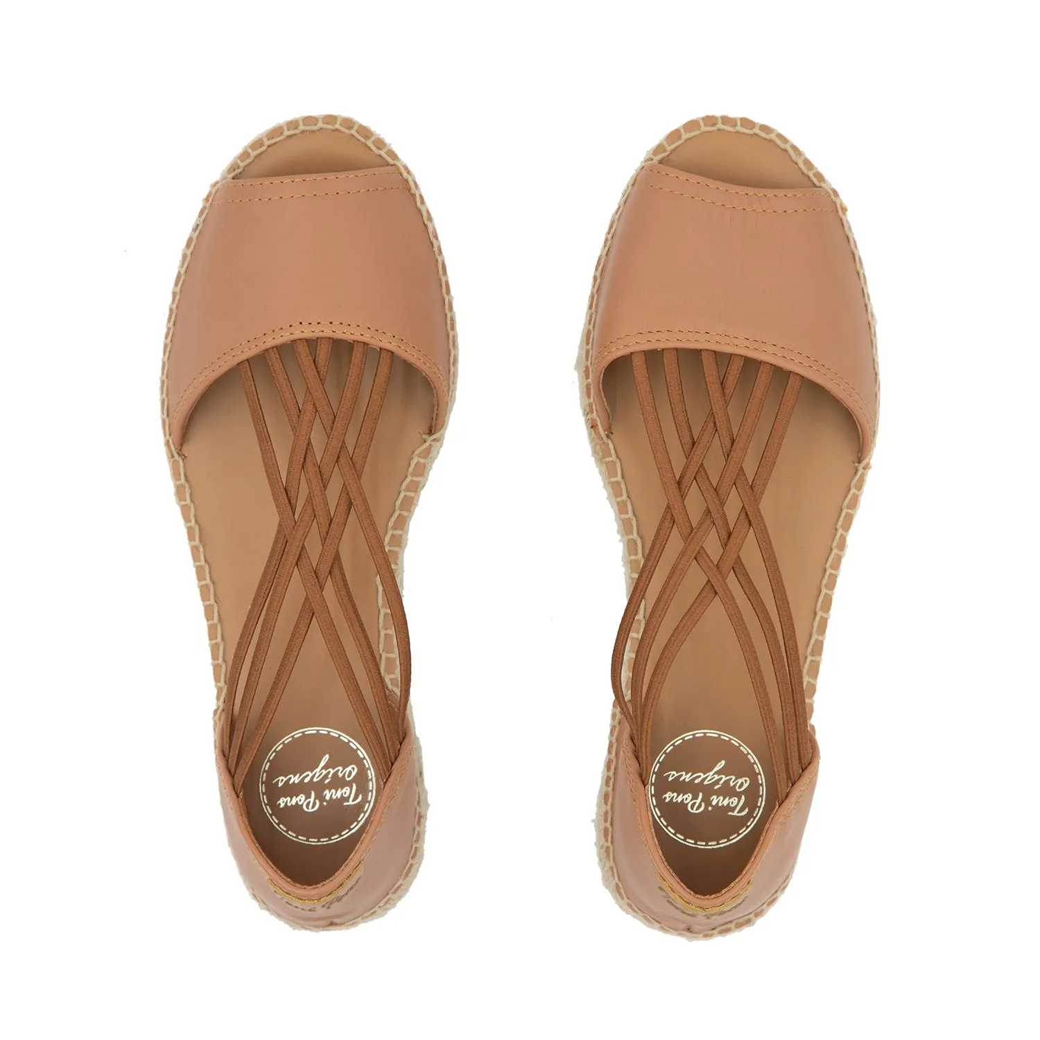 Plain Leather Wedge Espadrille for Women - Ebre-P