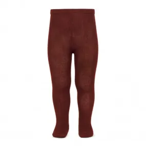 Plain stitch basic tights BURGUNDY