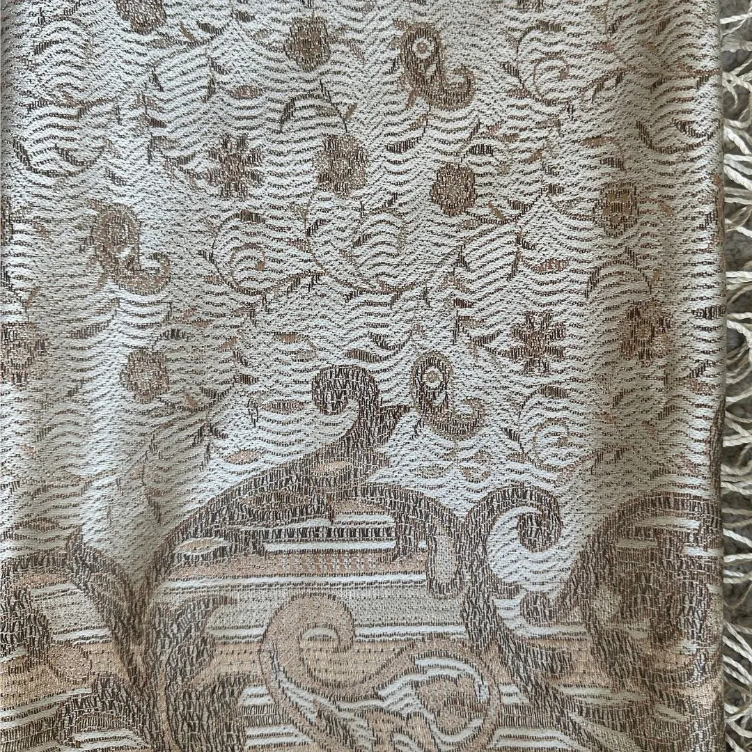 Reversible Brown Beige Paisley Silk Scarf