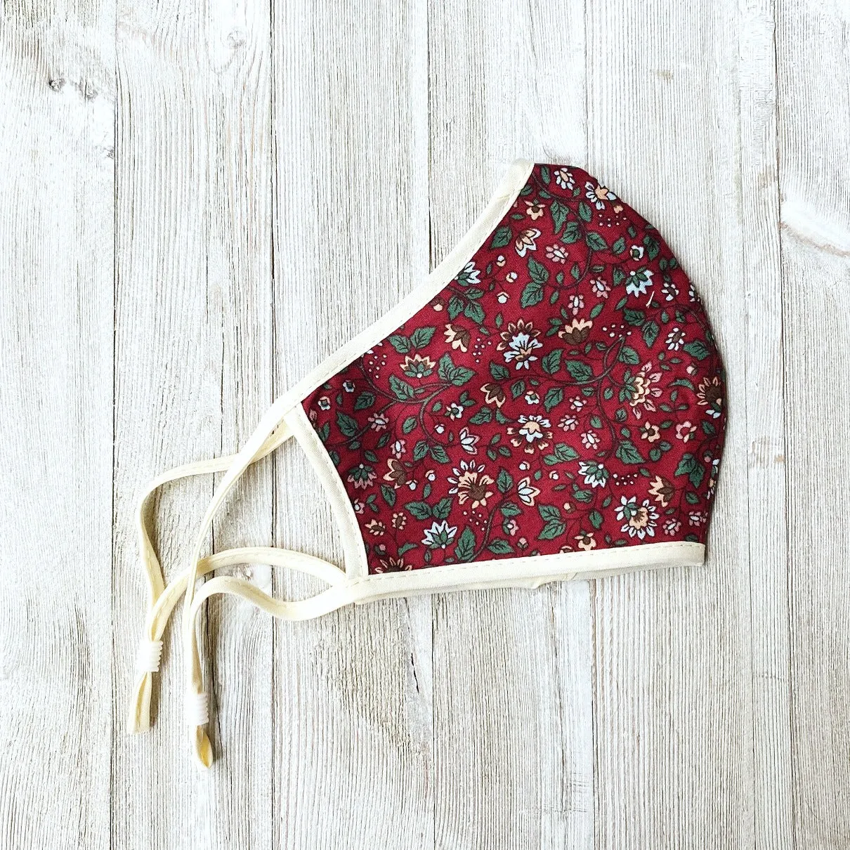 Reversible cotton face mask - cherry florals