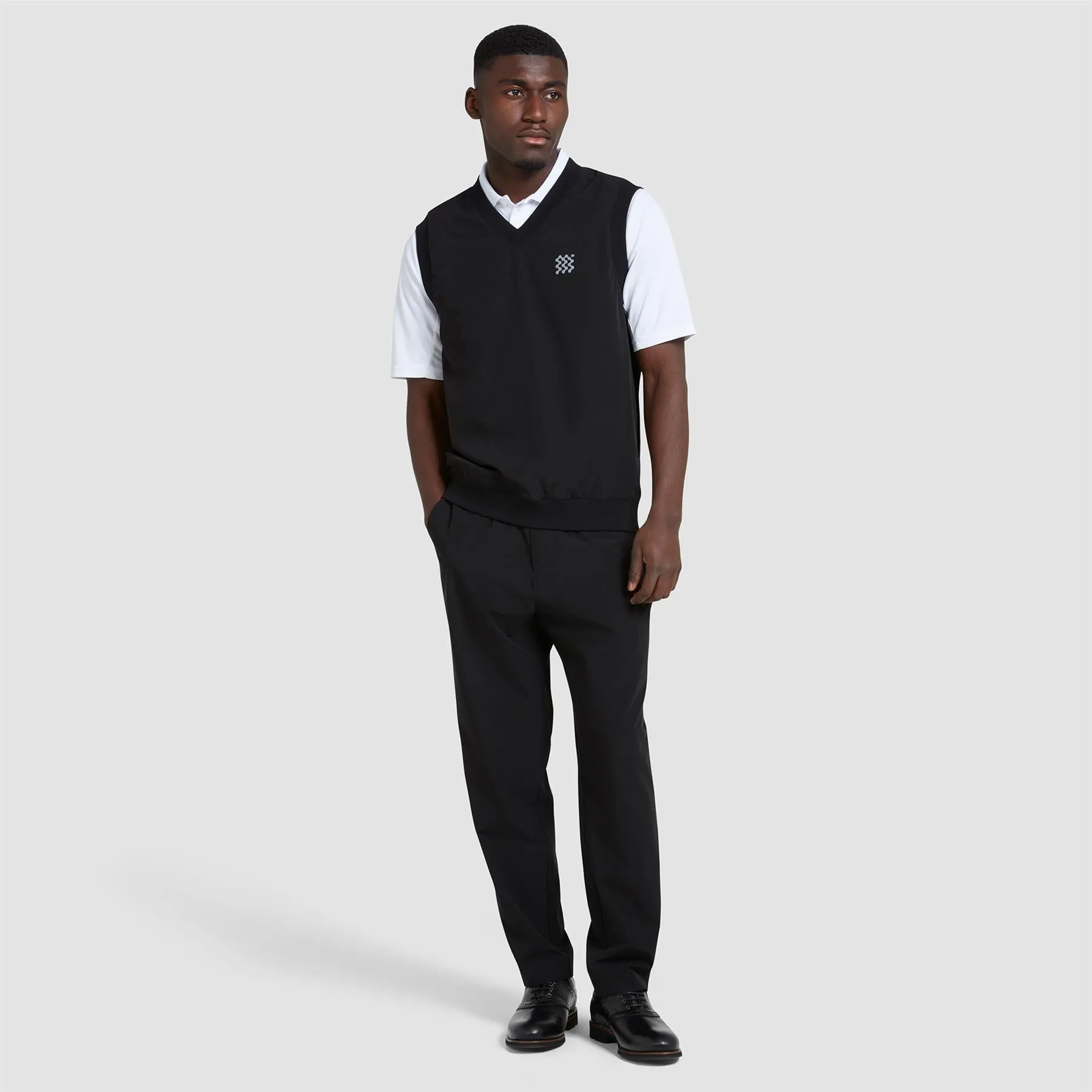 Reversible Legacy V-Neck Gilet Black Check - SS24