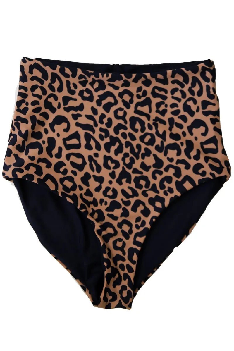 Reversible Leopard & Black Swim Bottoms