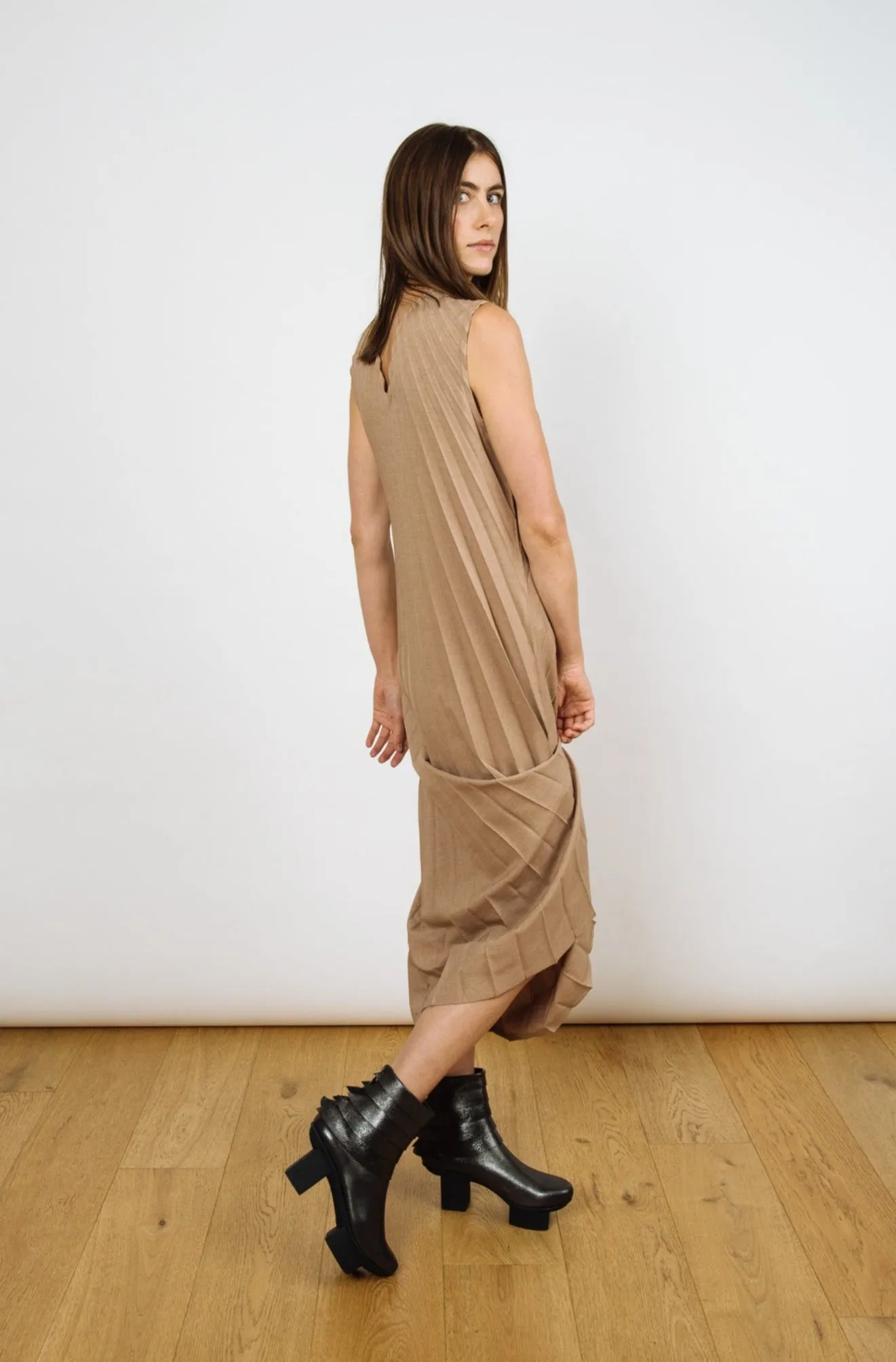 Reversible Racerback Maxi Sunburst Dress | Latte