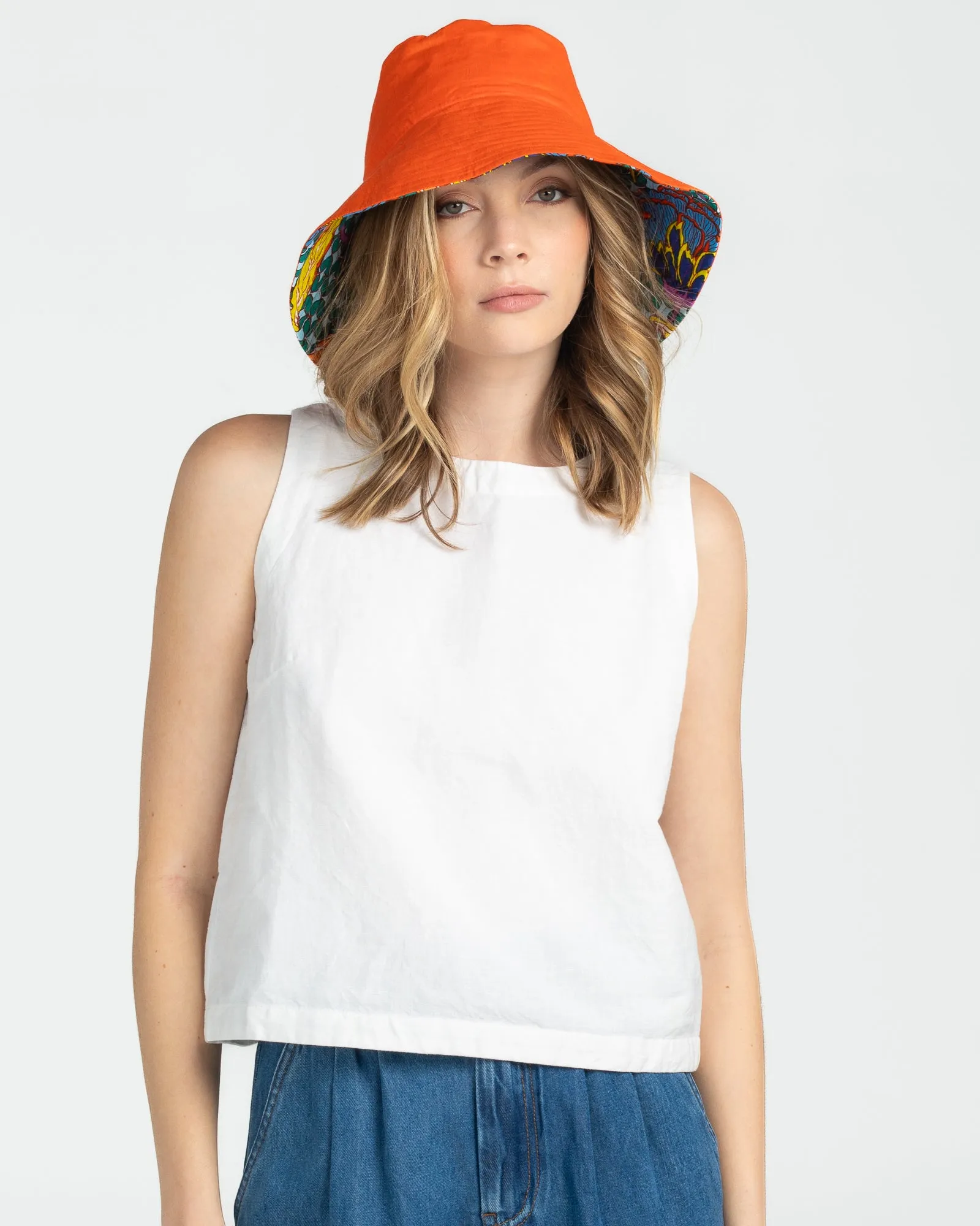 Reversible Wide Brim Bucket Hat - Edith